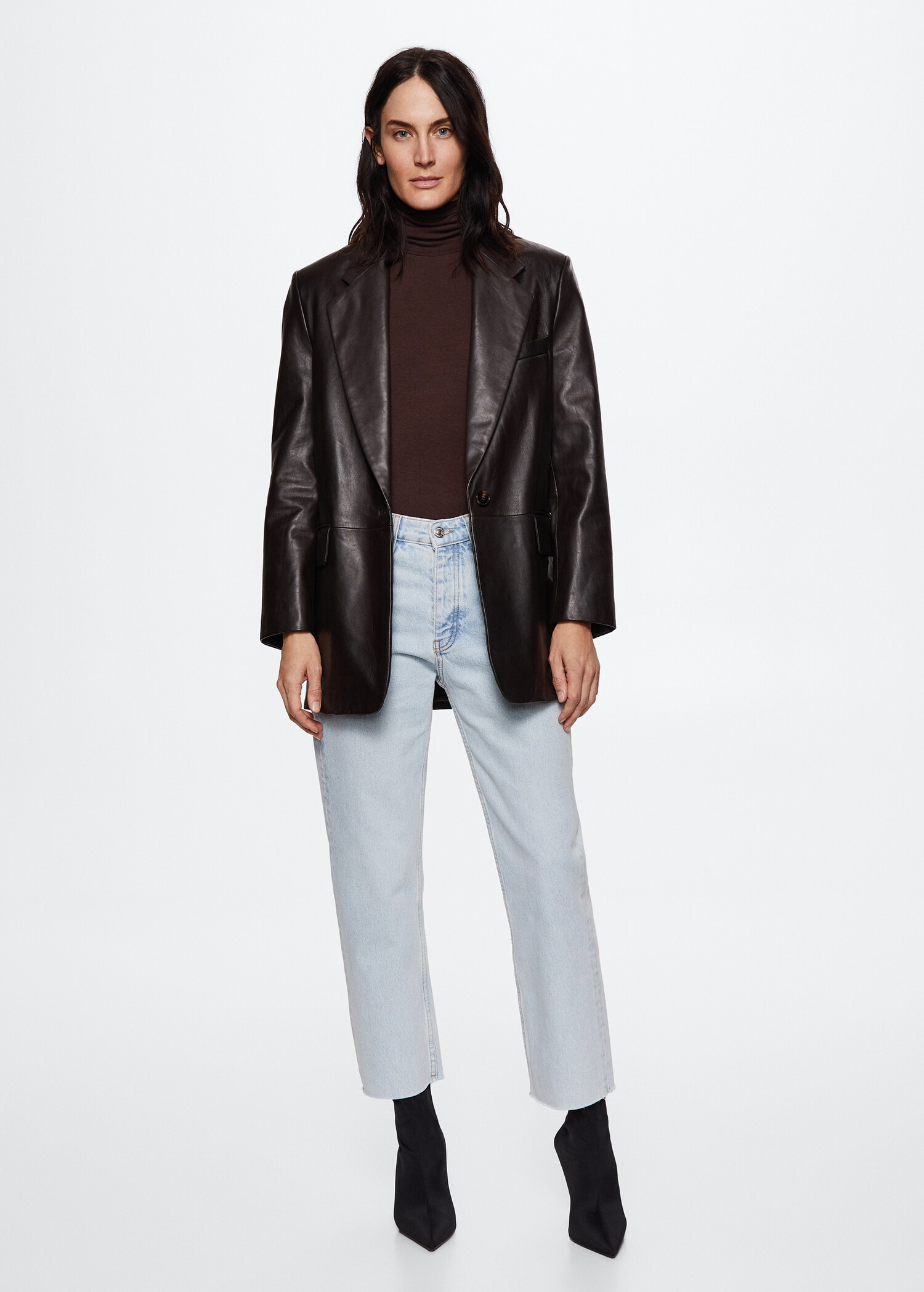 Raka jeans hög midja crop - Allmän bild