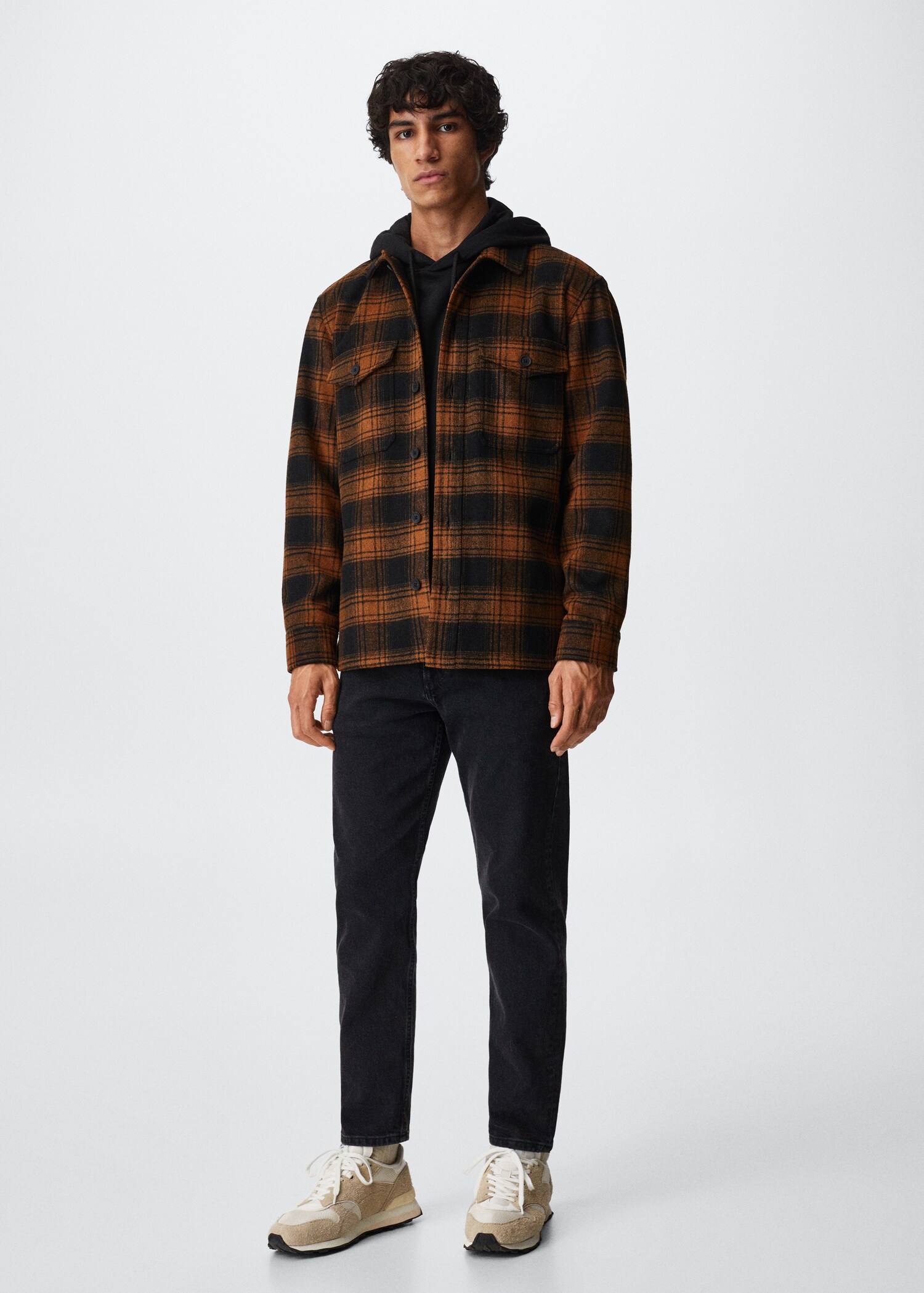 Kariertes Overshirt aus Woll-Mix - Allgemeine Ansicht
