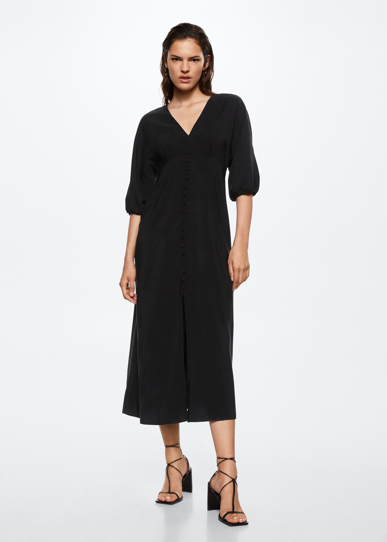 Buttoned midi dress - General plane