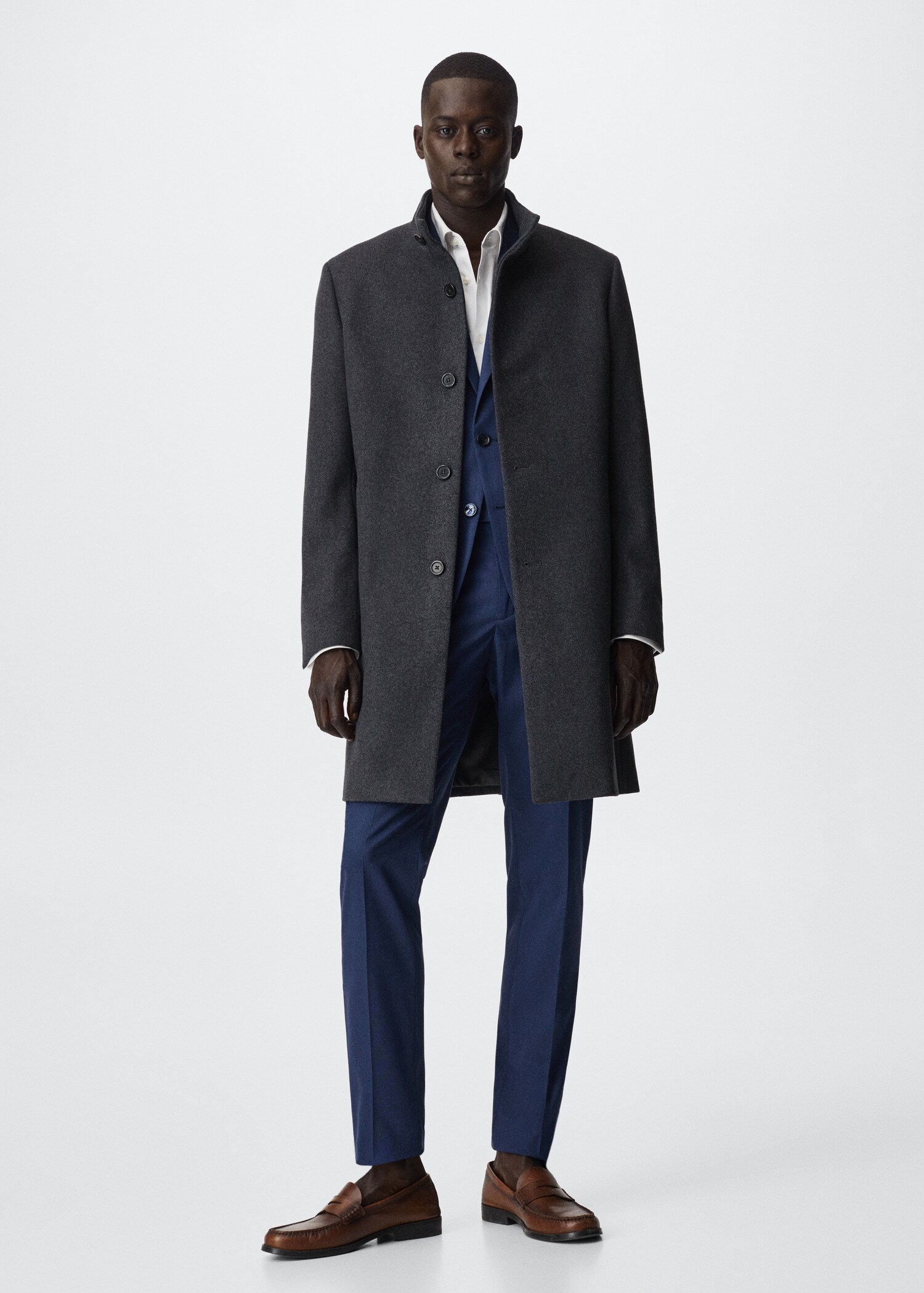 Manteau en laine à col cheminée - Plan général