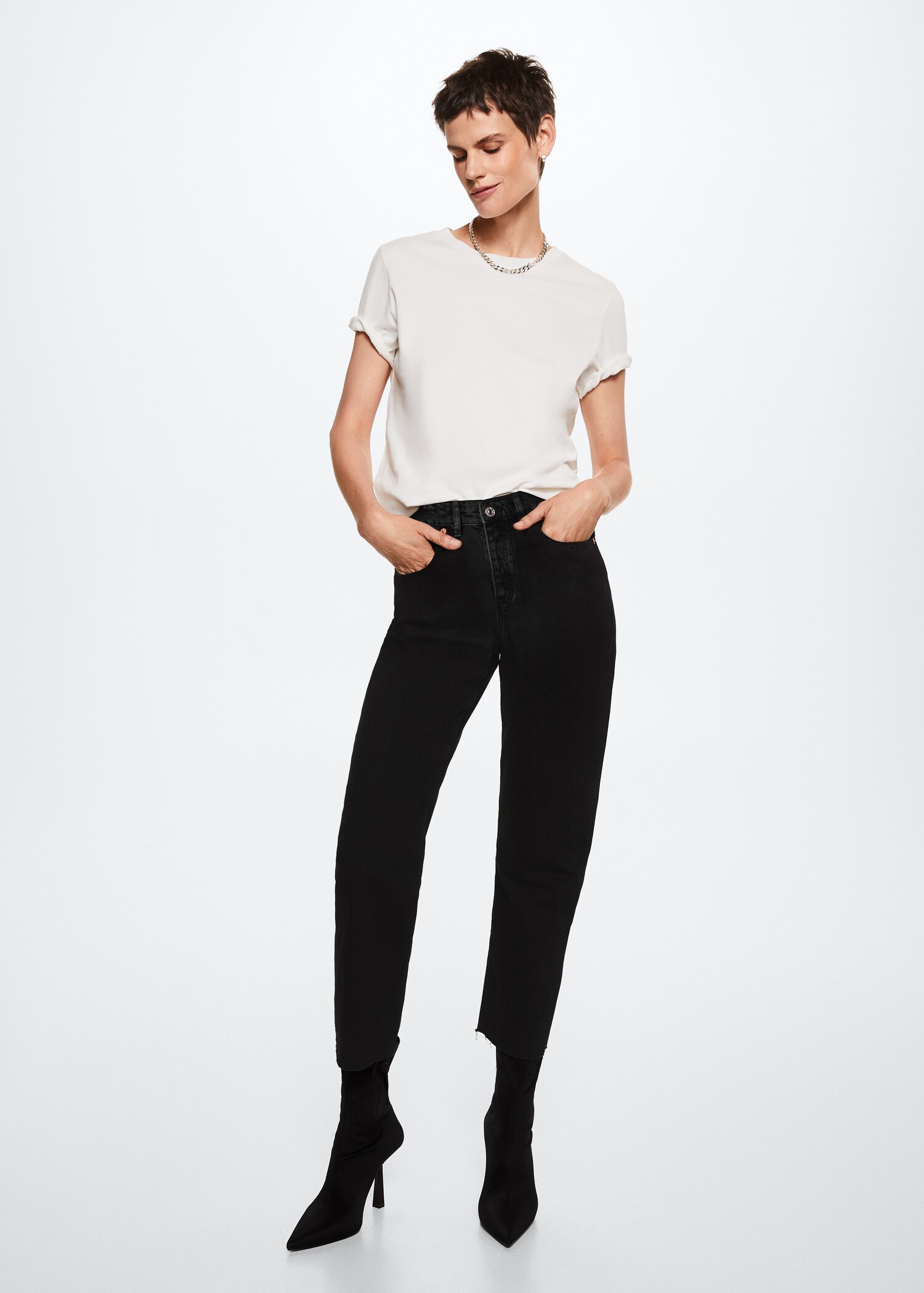 Raka jeans hög midja crop - Allmän bild