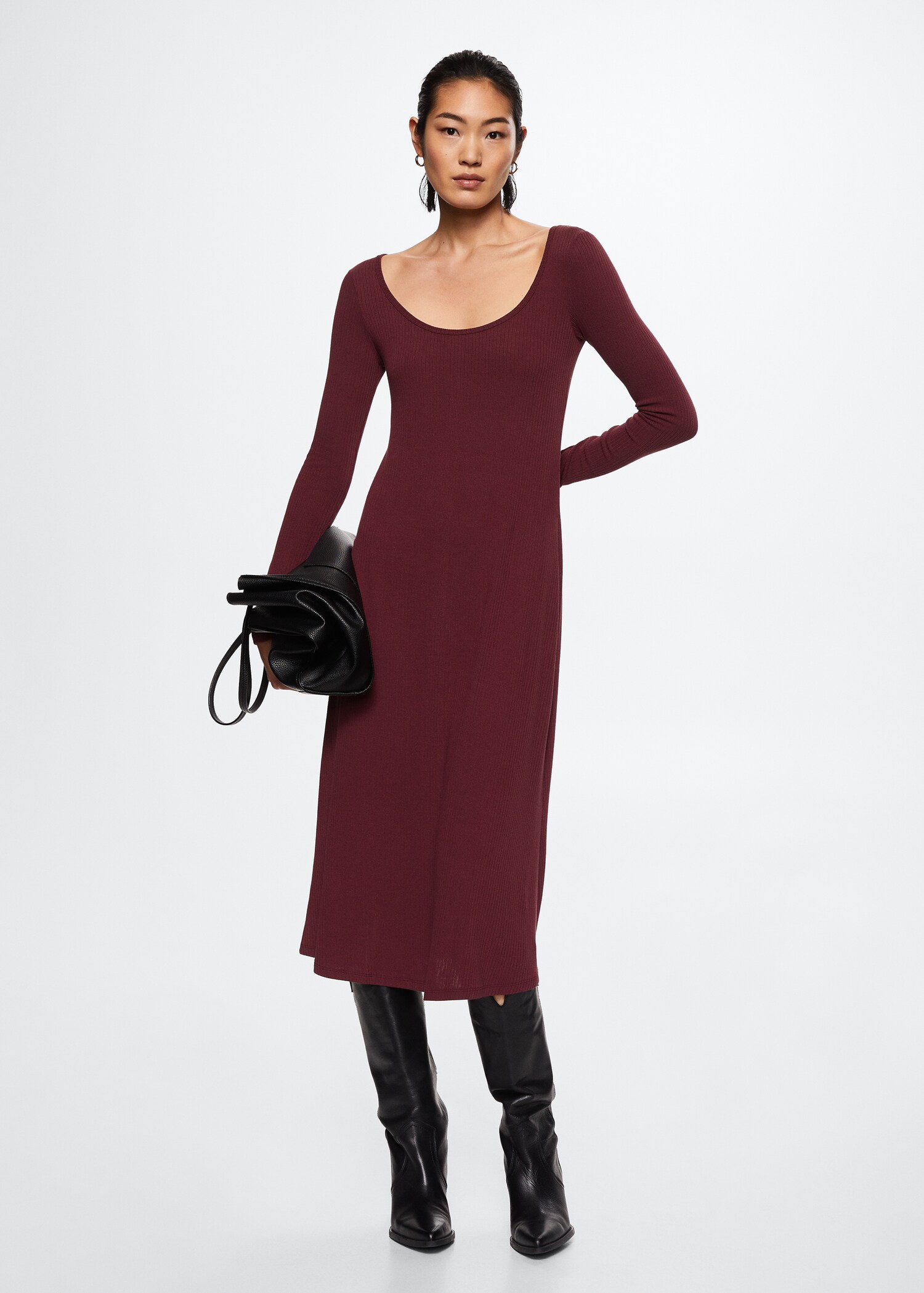 Vestido midi canalé - Plano general