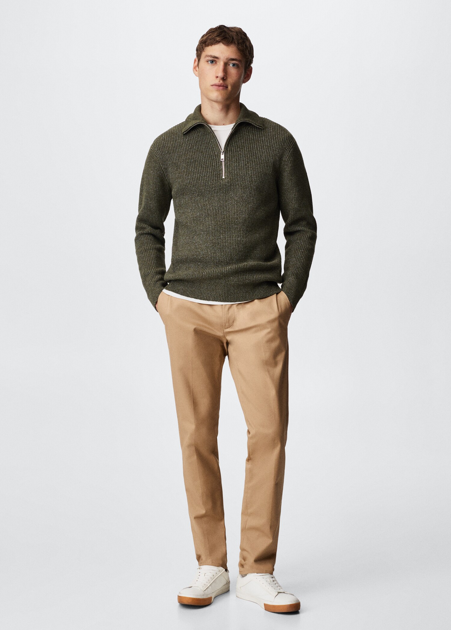 Structured sweater with zip neck  - General plane