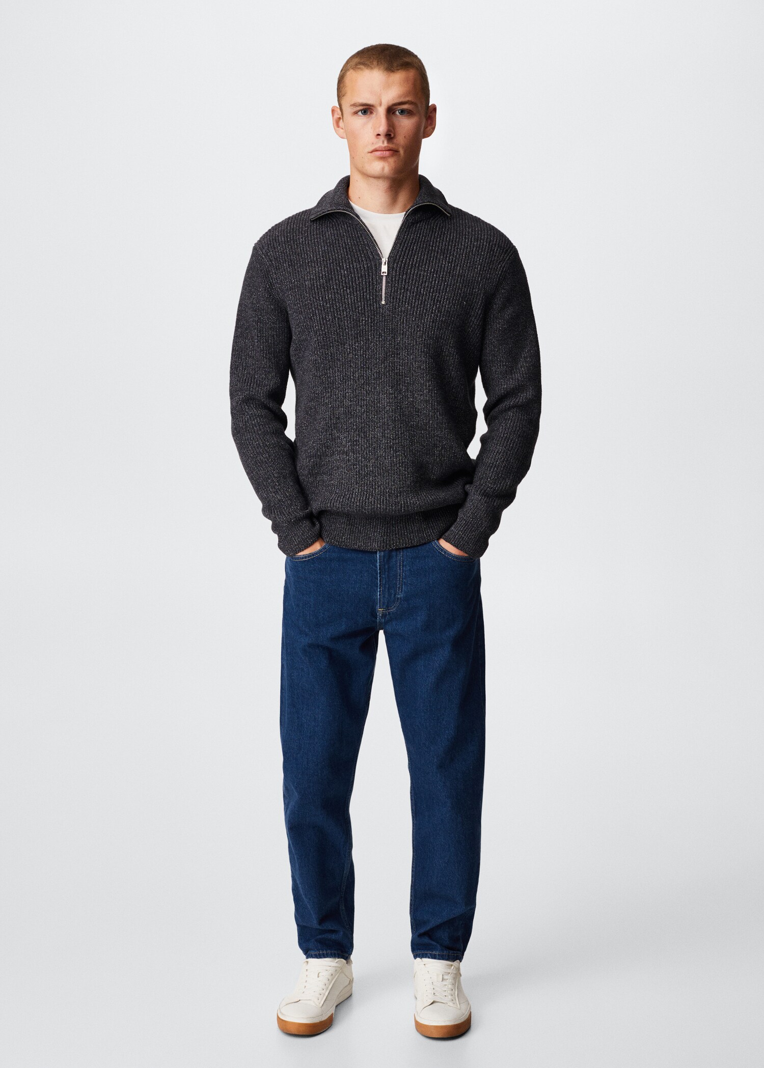 Structured sweater with zip neck  - General plane