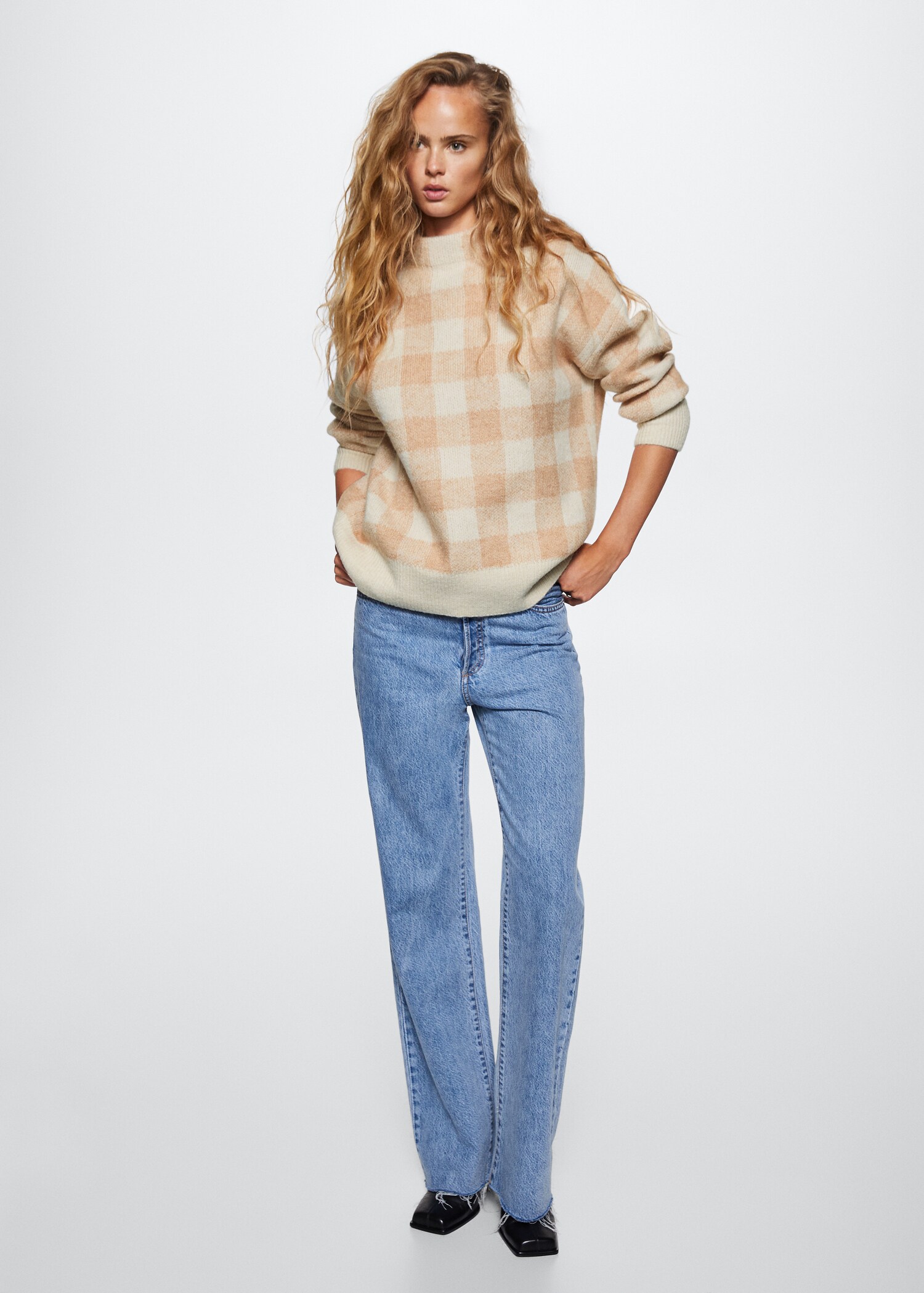 Perkins-neck checked sweater - General plane