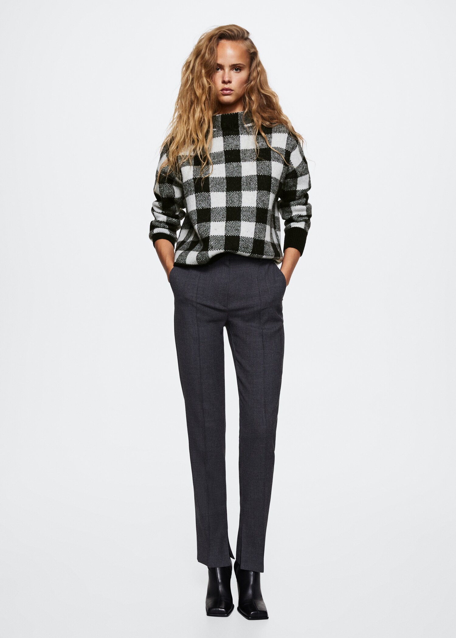 Perkins-neck checked sweater - General plane