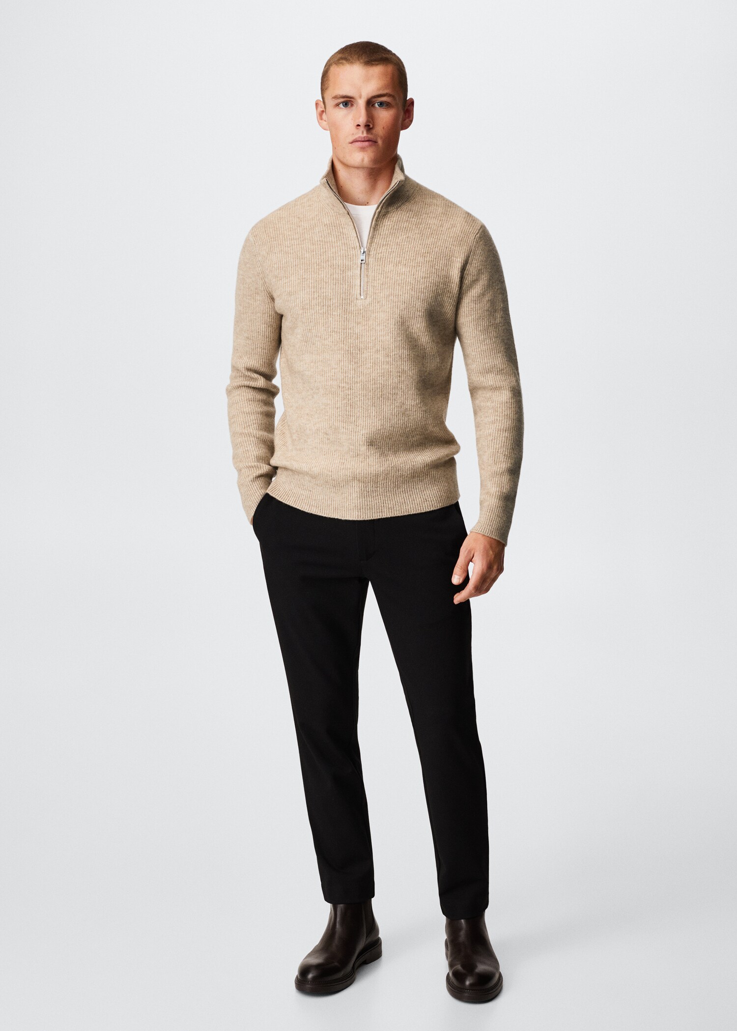 Zipped high collar sweater - General plane