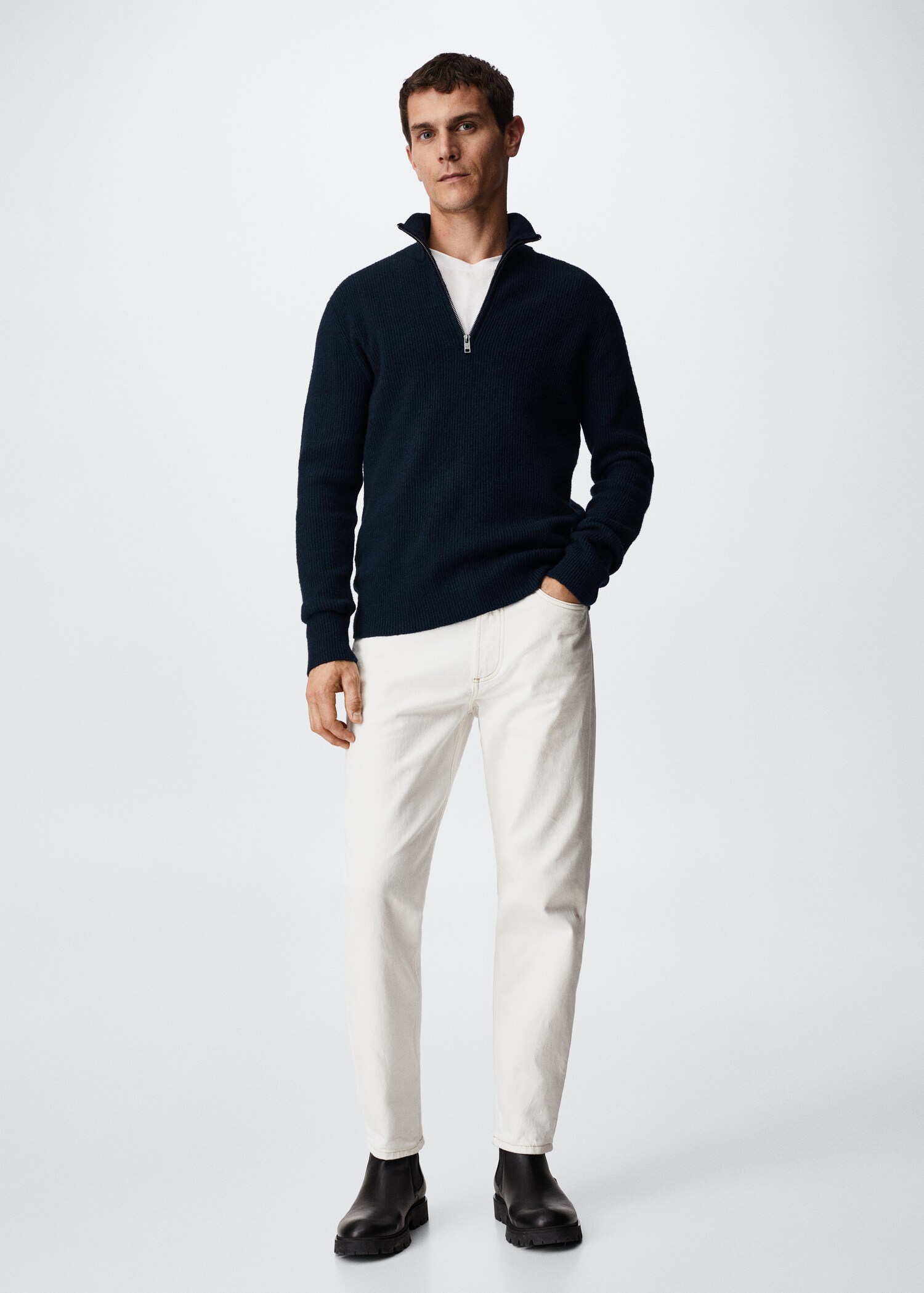 Zipped high collar sweater - General plane