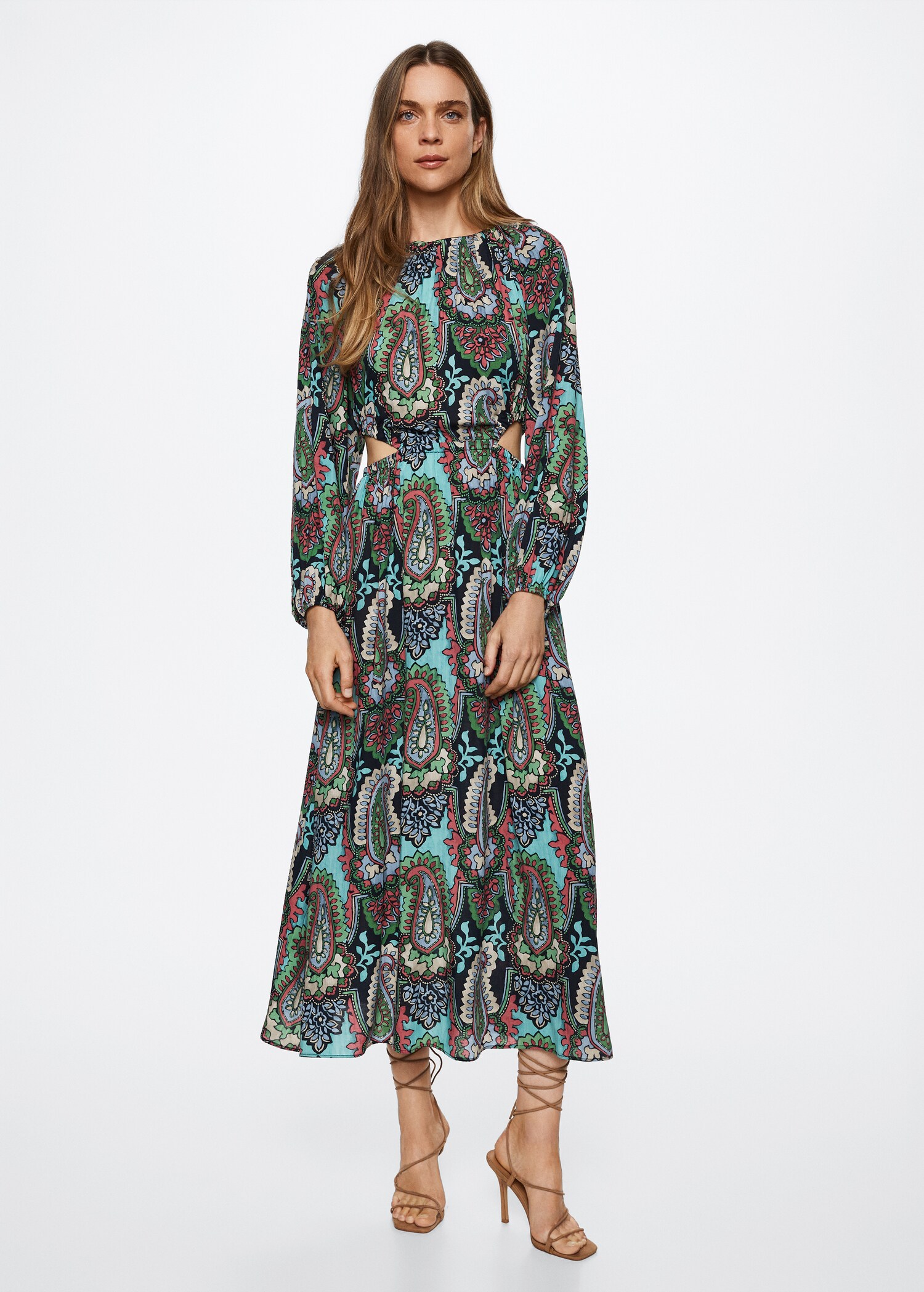 Lange paisley-jurk - Overzichtstekening