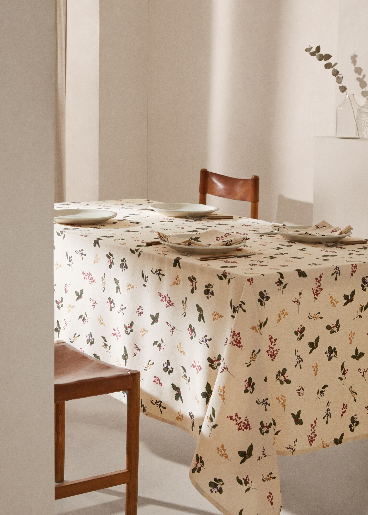 Floral-print tablecloth 150x150cm - General plane
