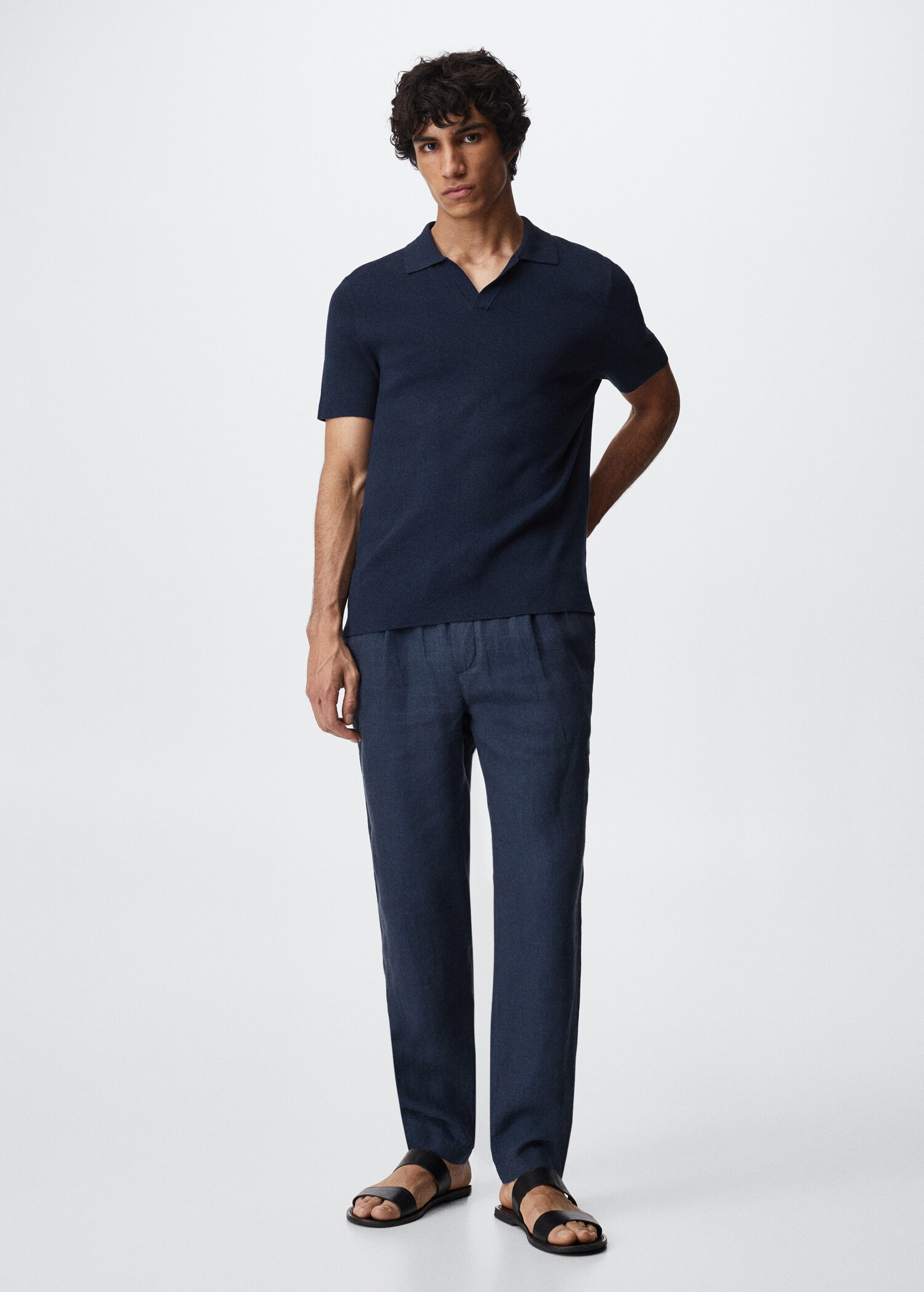 Pleated linen joggers - General plane