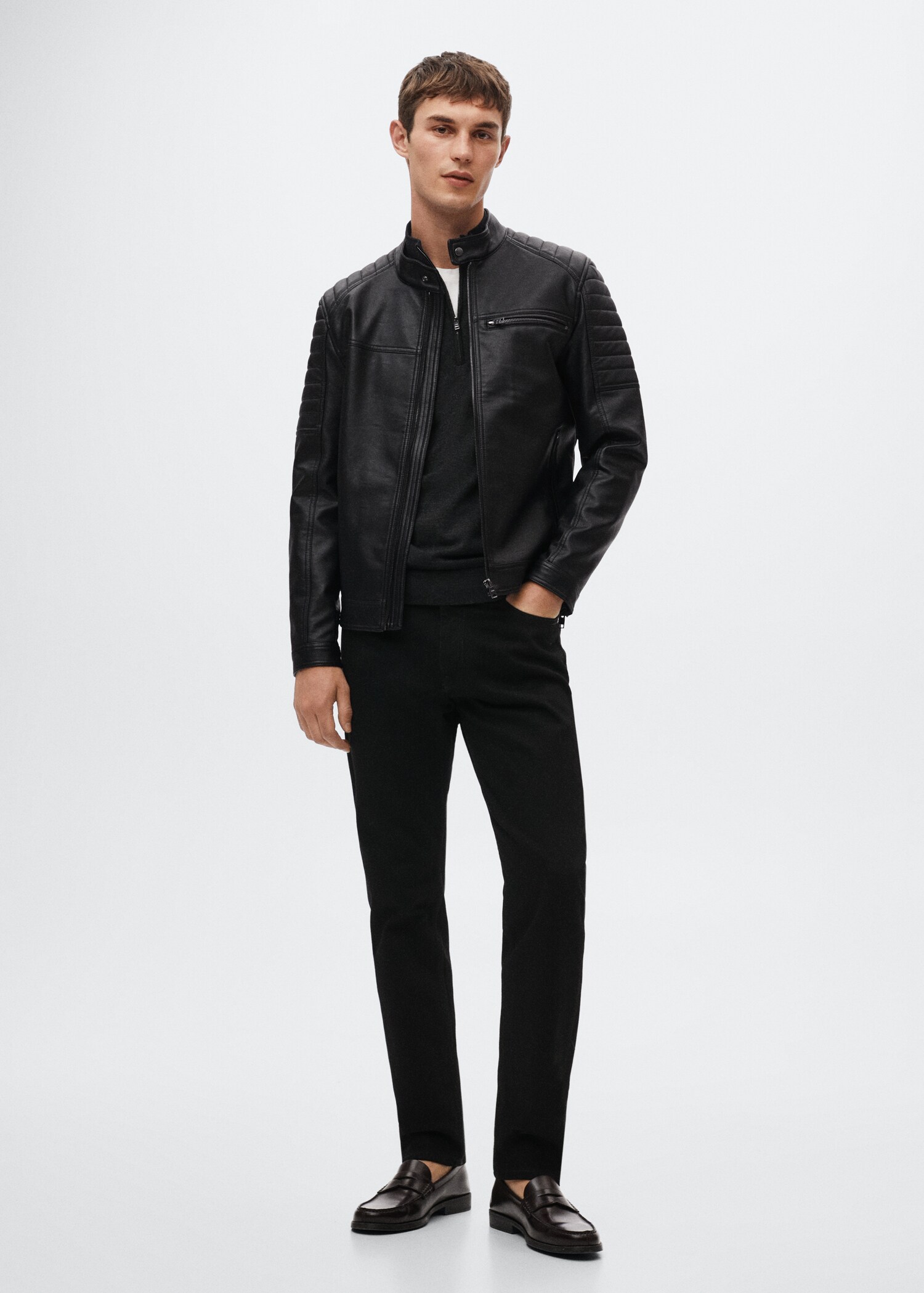 Leather-effect biker jacket - General plane