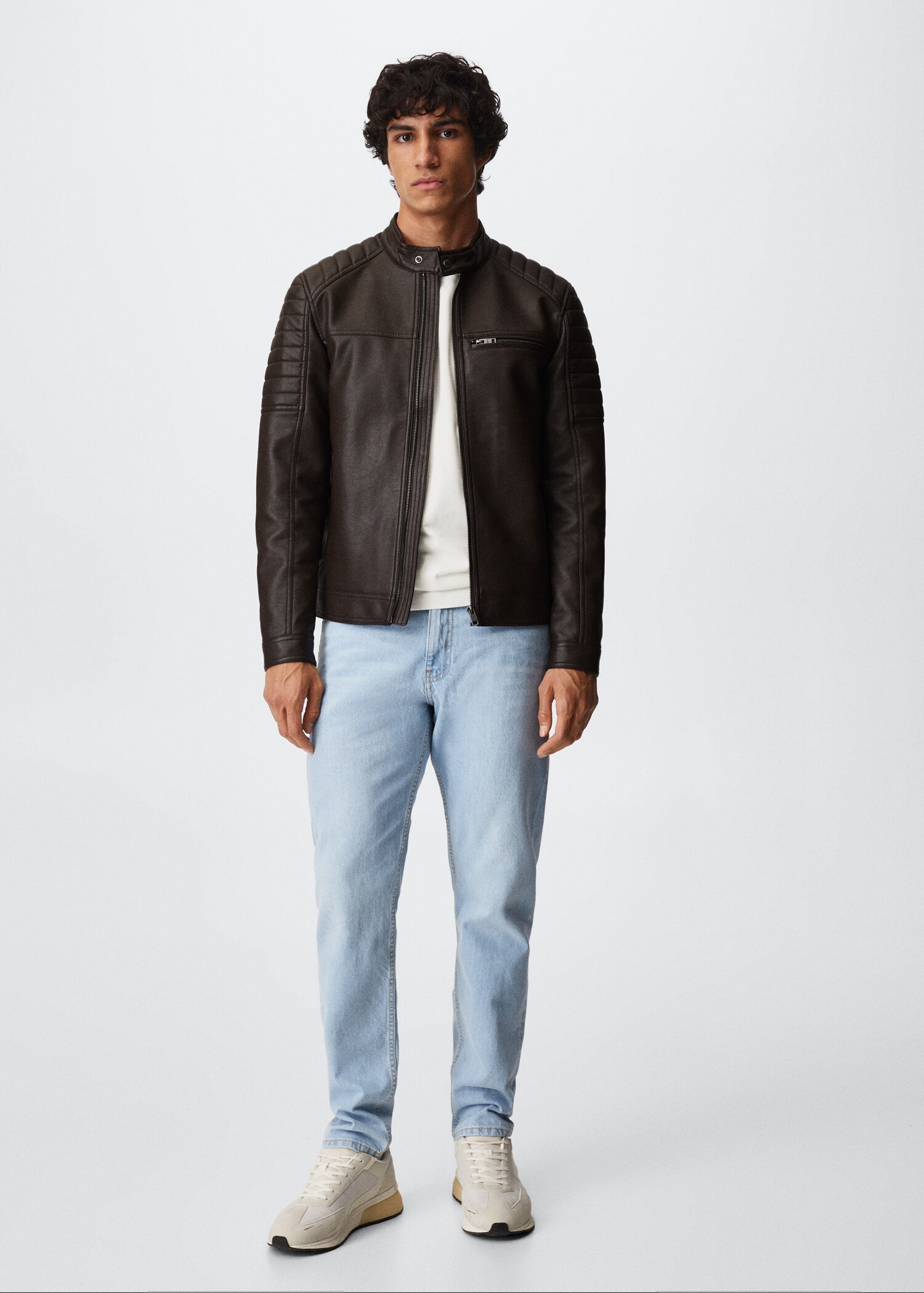 Leather-effect biker jacket - General plane