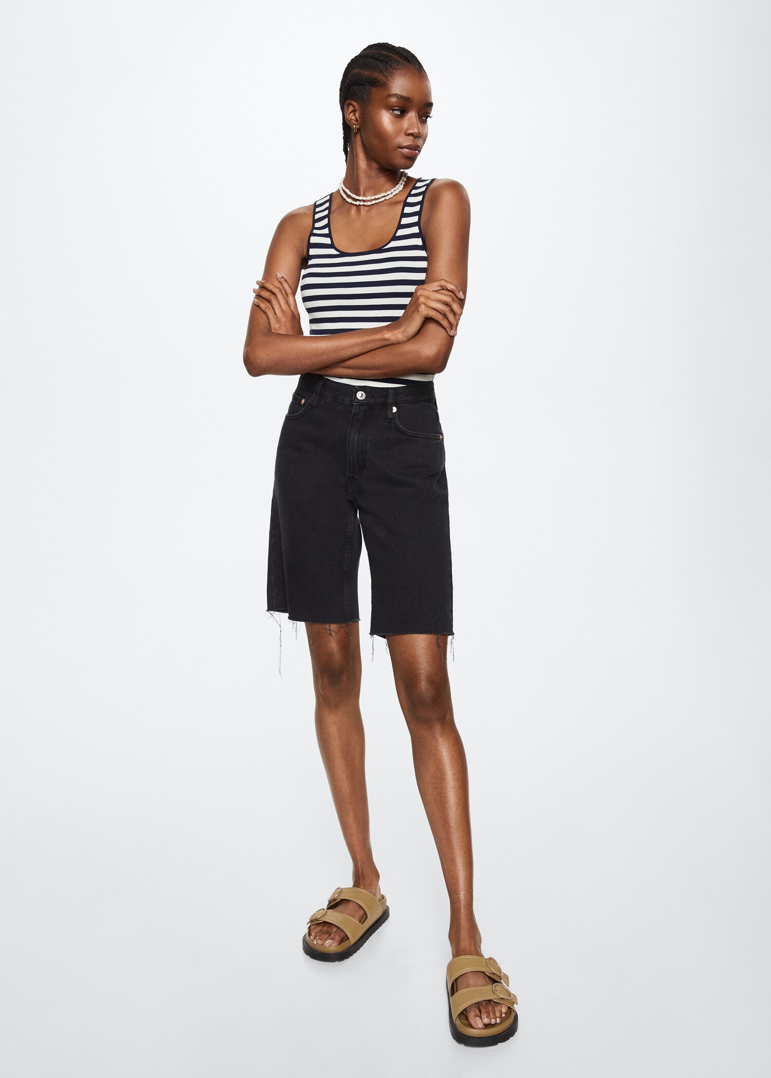 Gestreiftes Jersey-Top - Allgemeine Ansicht