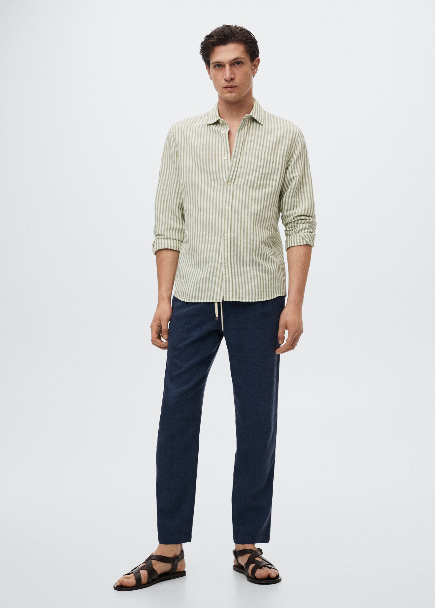 Slim fit striped linen shirt - General plane