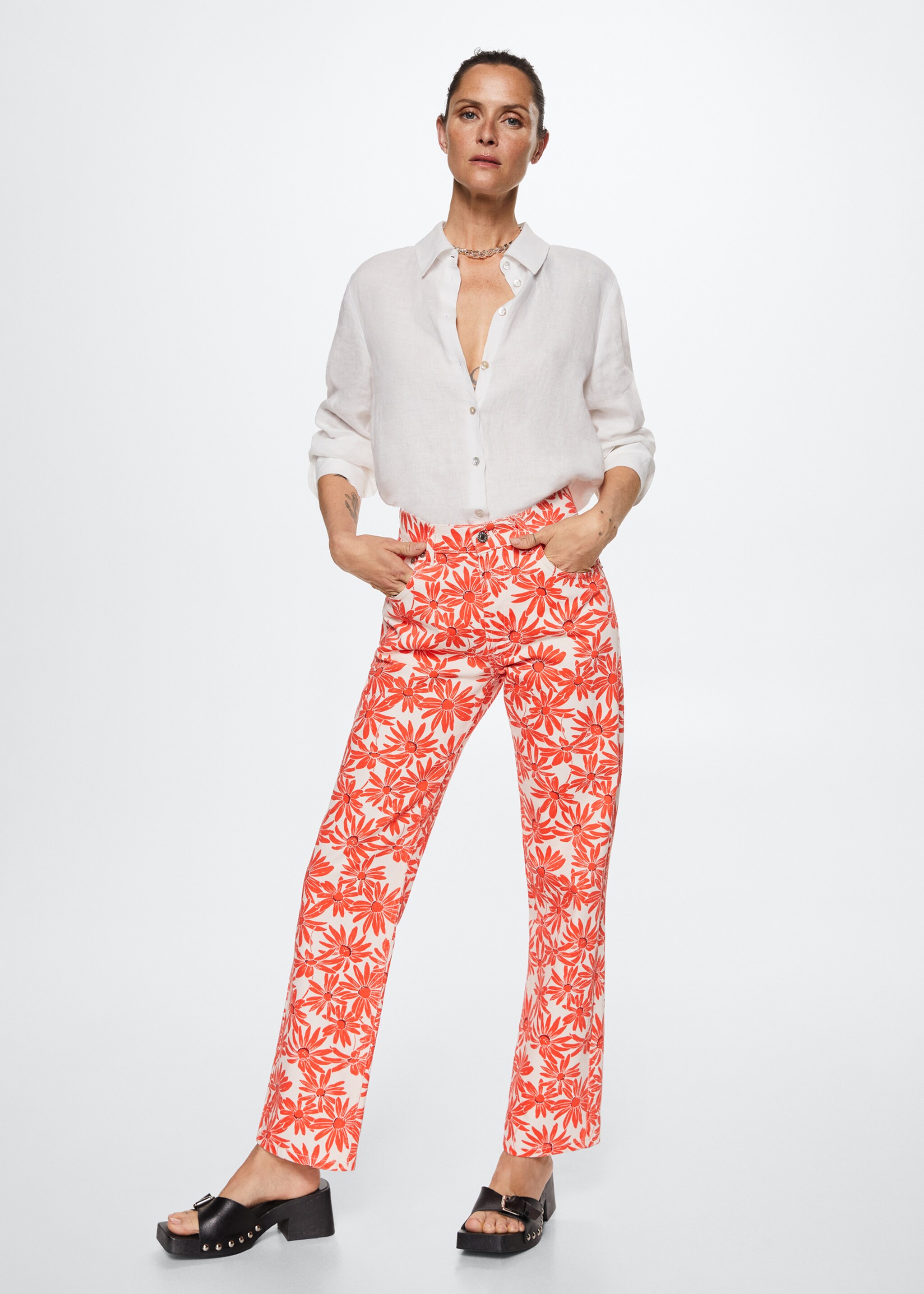 Printed straight jeans - General plane