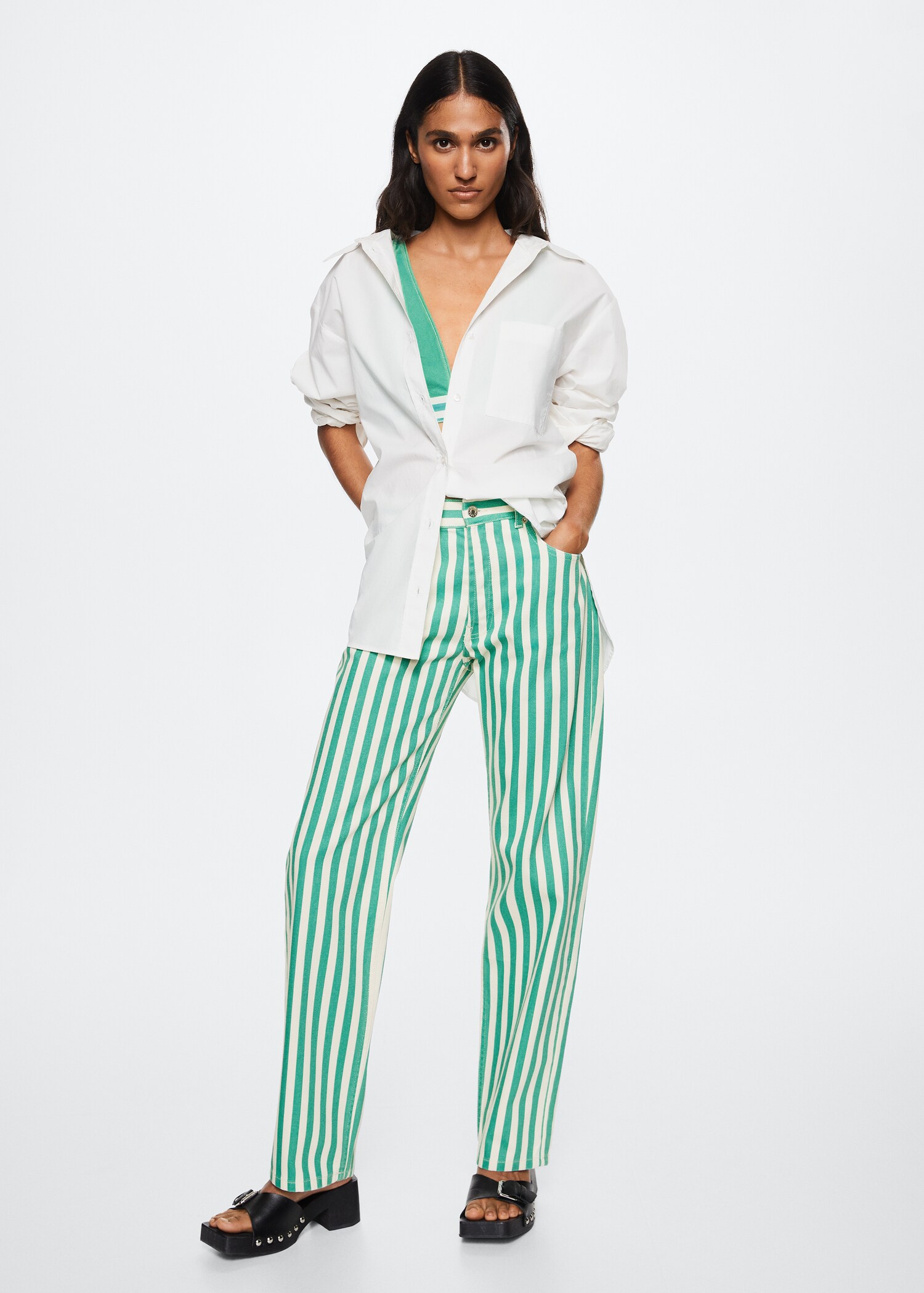 Straight striped jeans - General plane