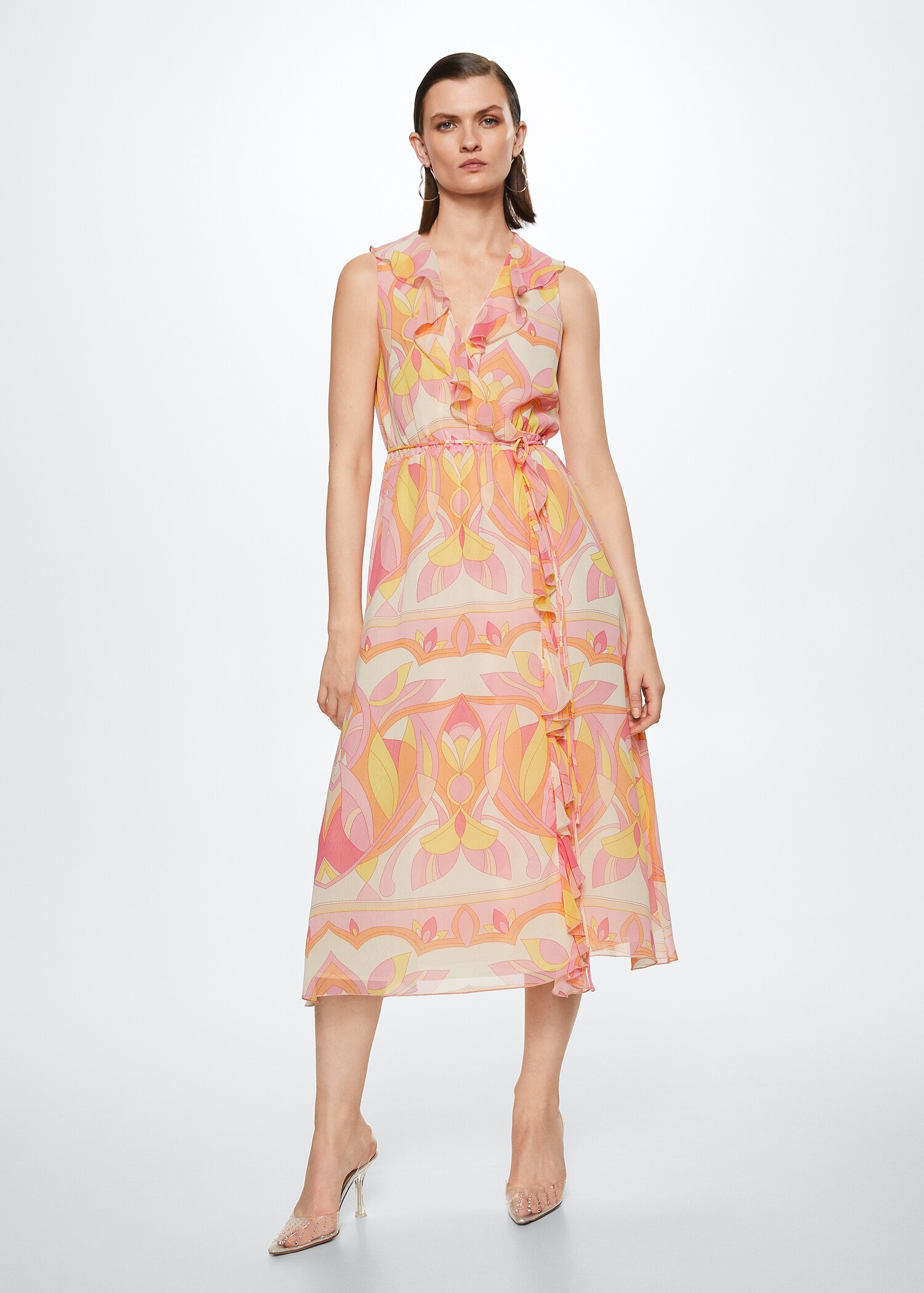 Vestido estampado volantes - Plano general
