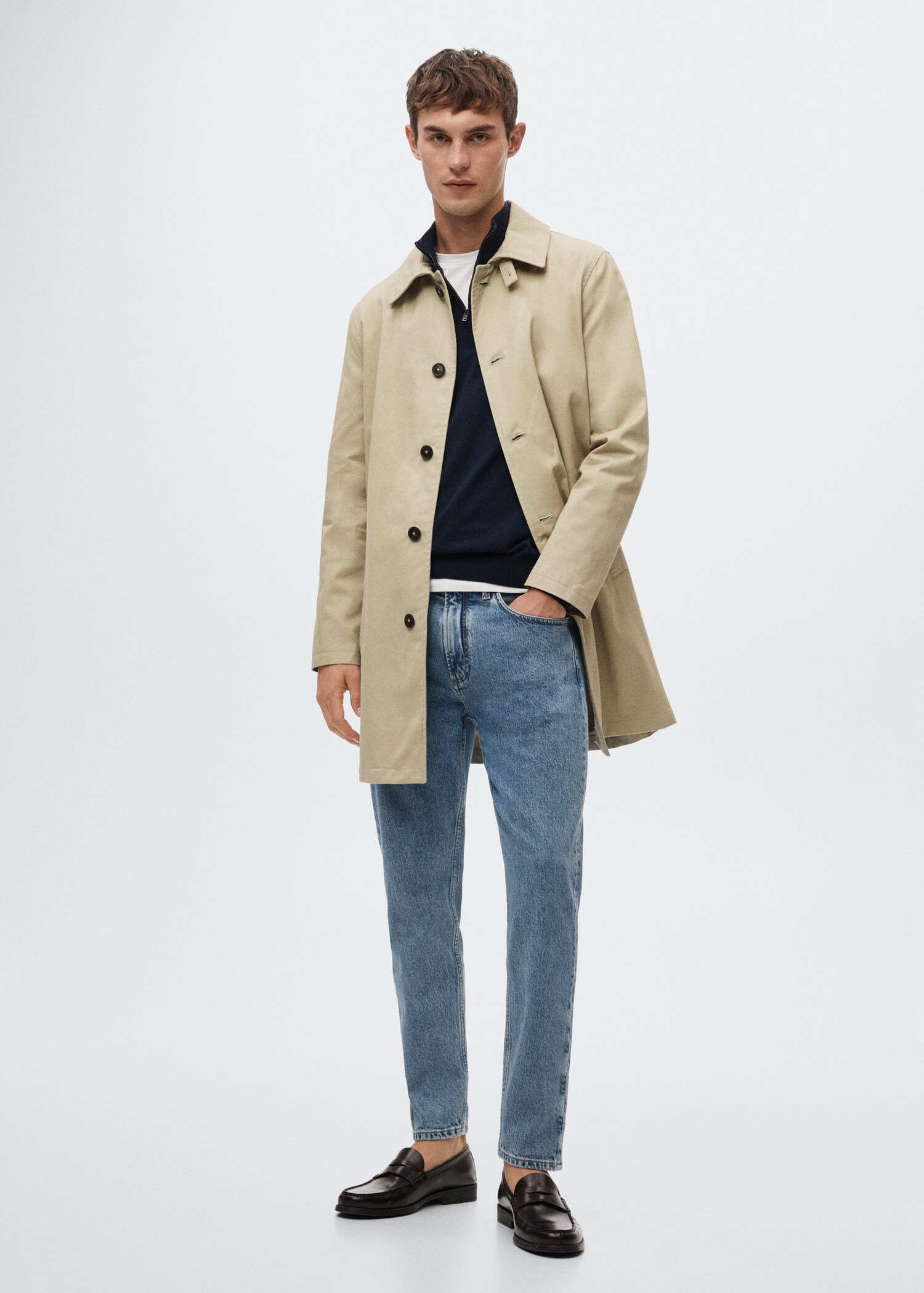 Water-repellent cotton trench coat - General plane