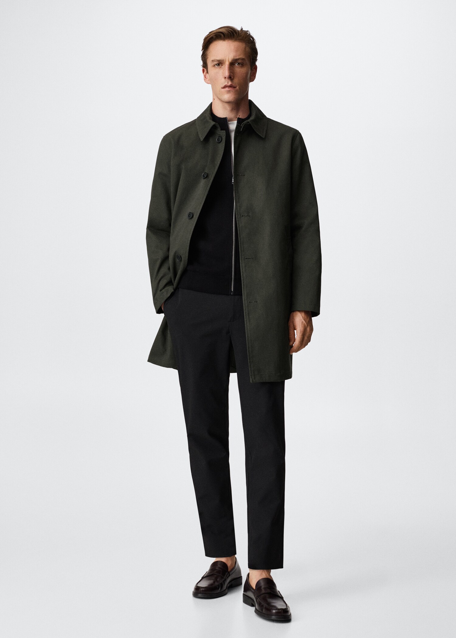 Water-repellent cotton trench coat - General plane