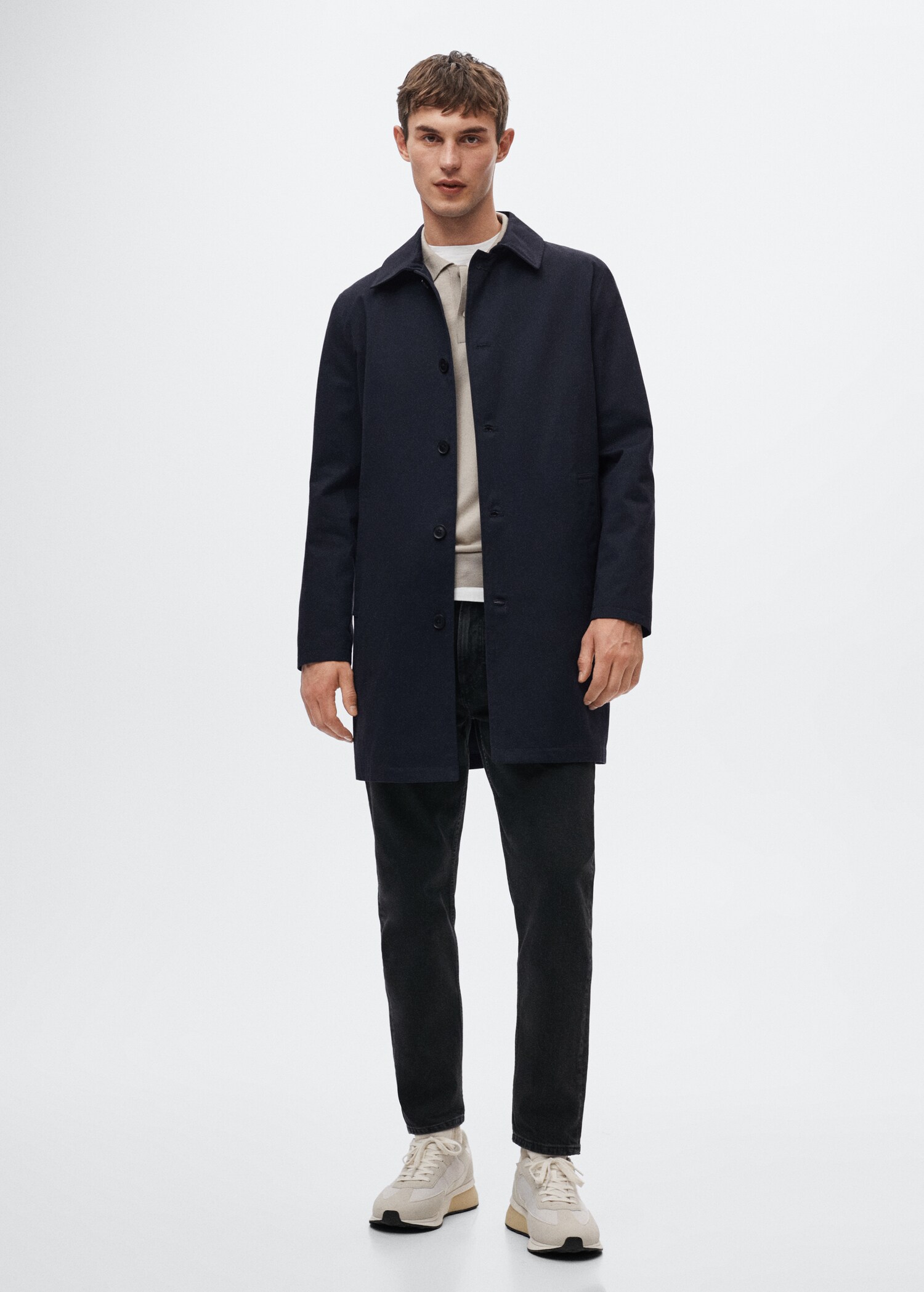 Water-repellent cotton trench coat - General plane