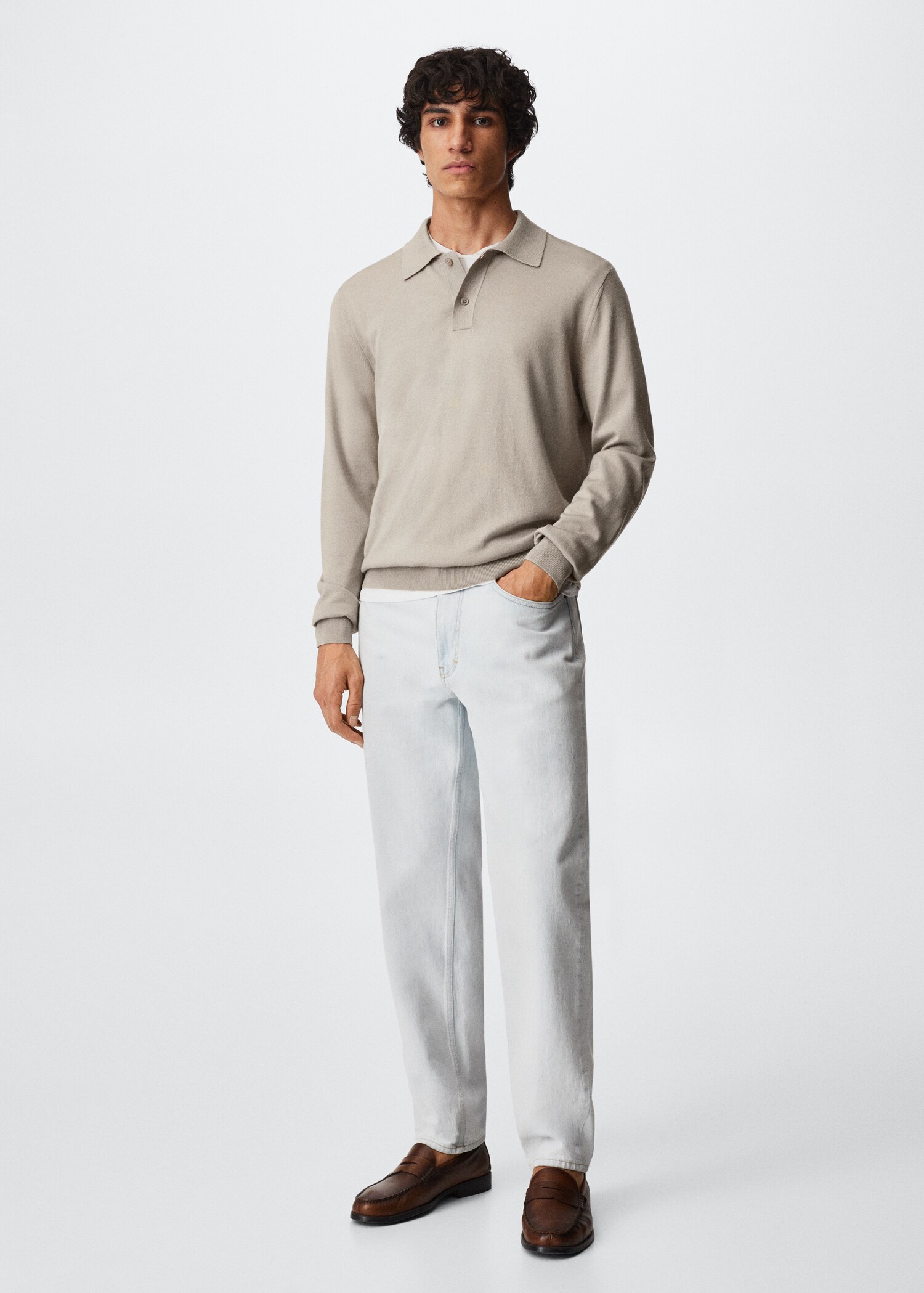 Knitted woollen polo shirt - General plane