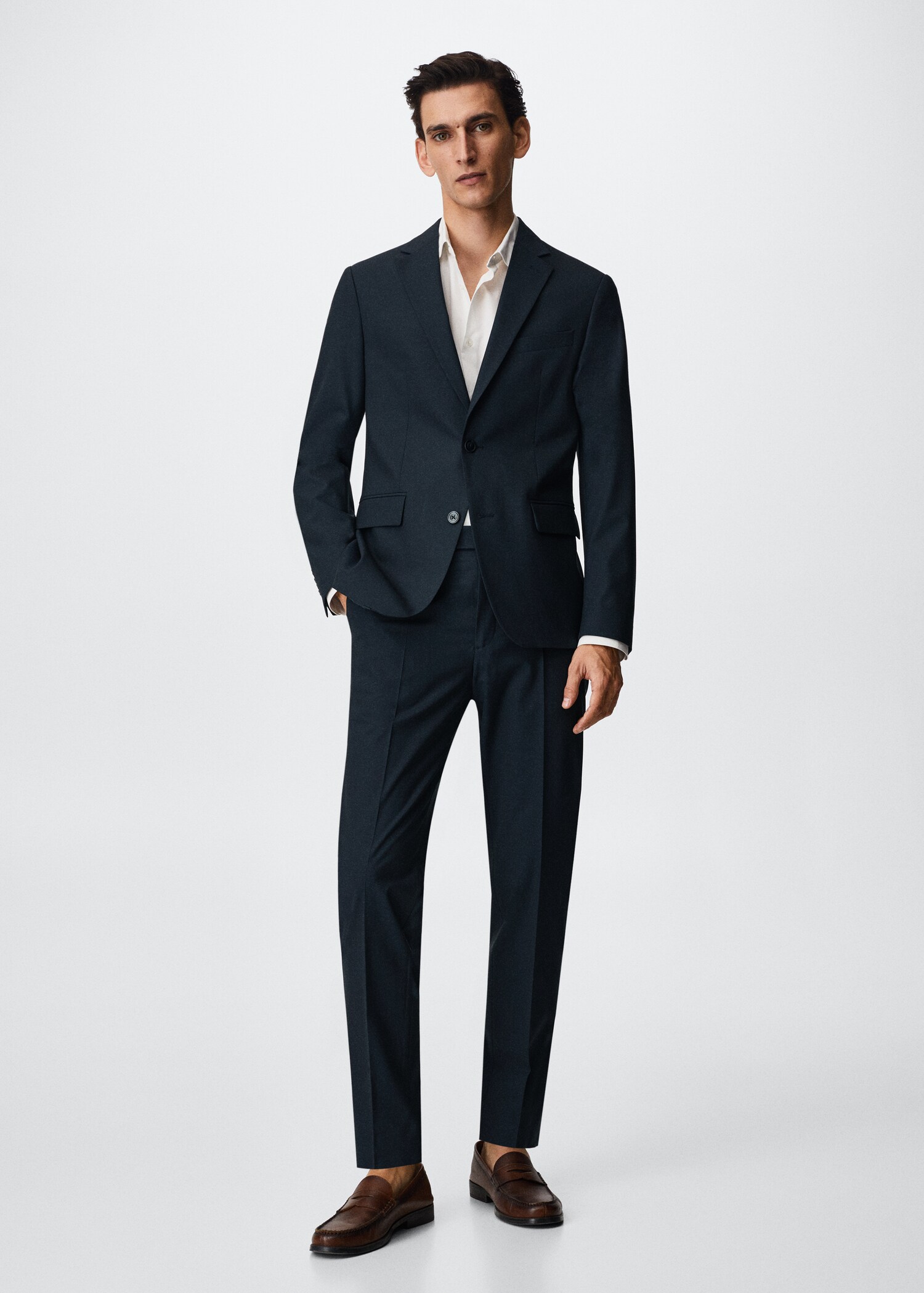 Slim fit wool suit trousers - General plane