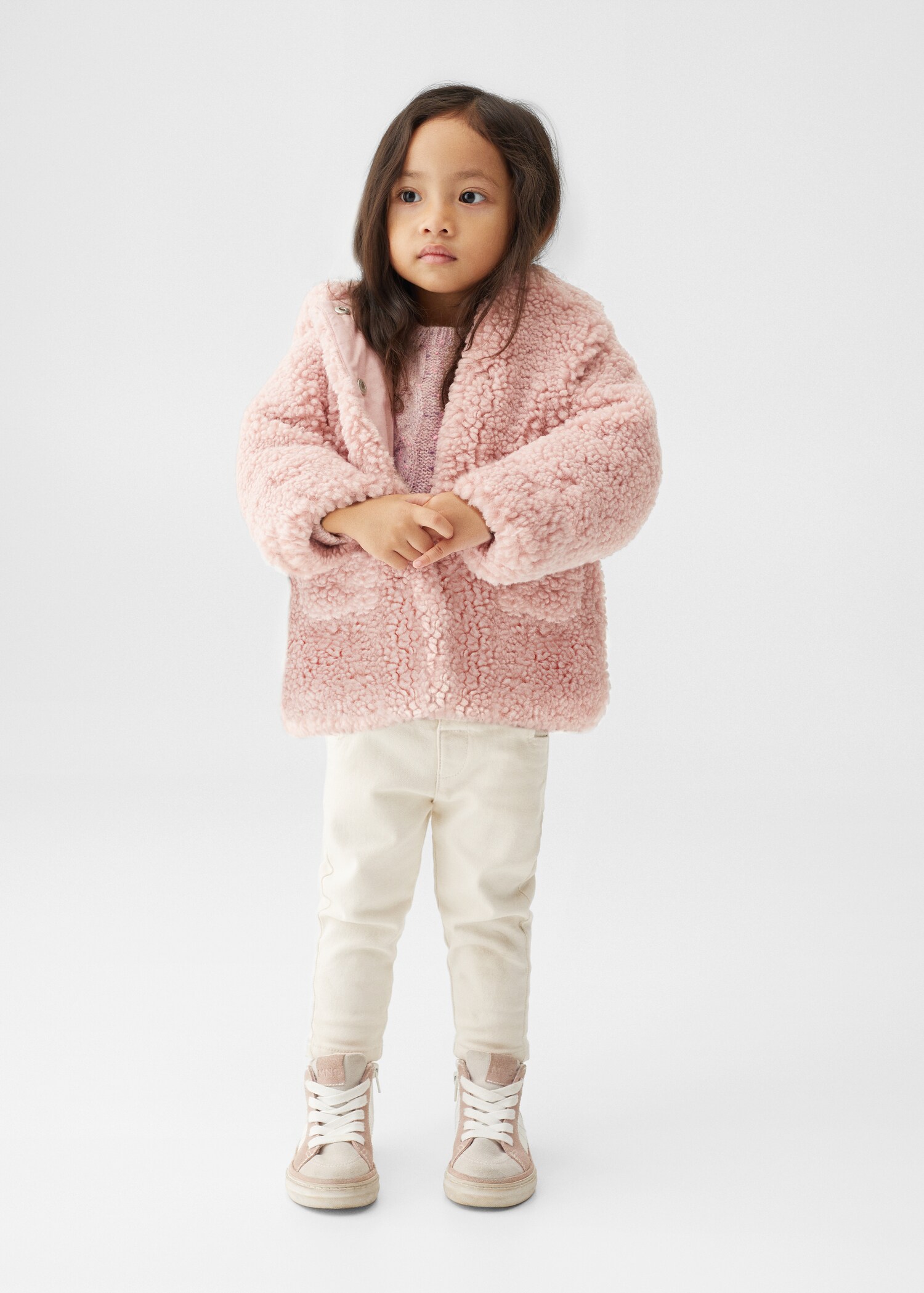 Shearling-effect hooded coat - General plane