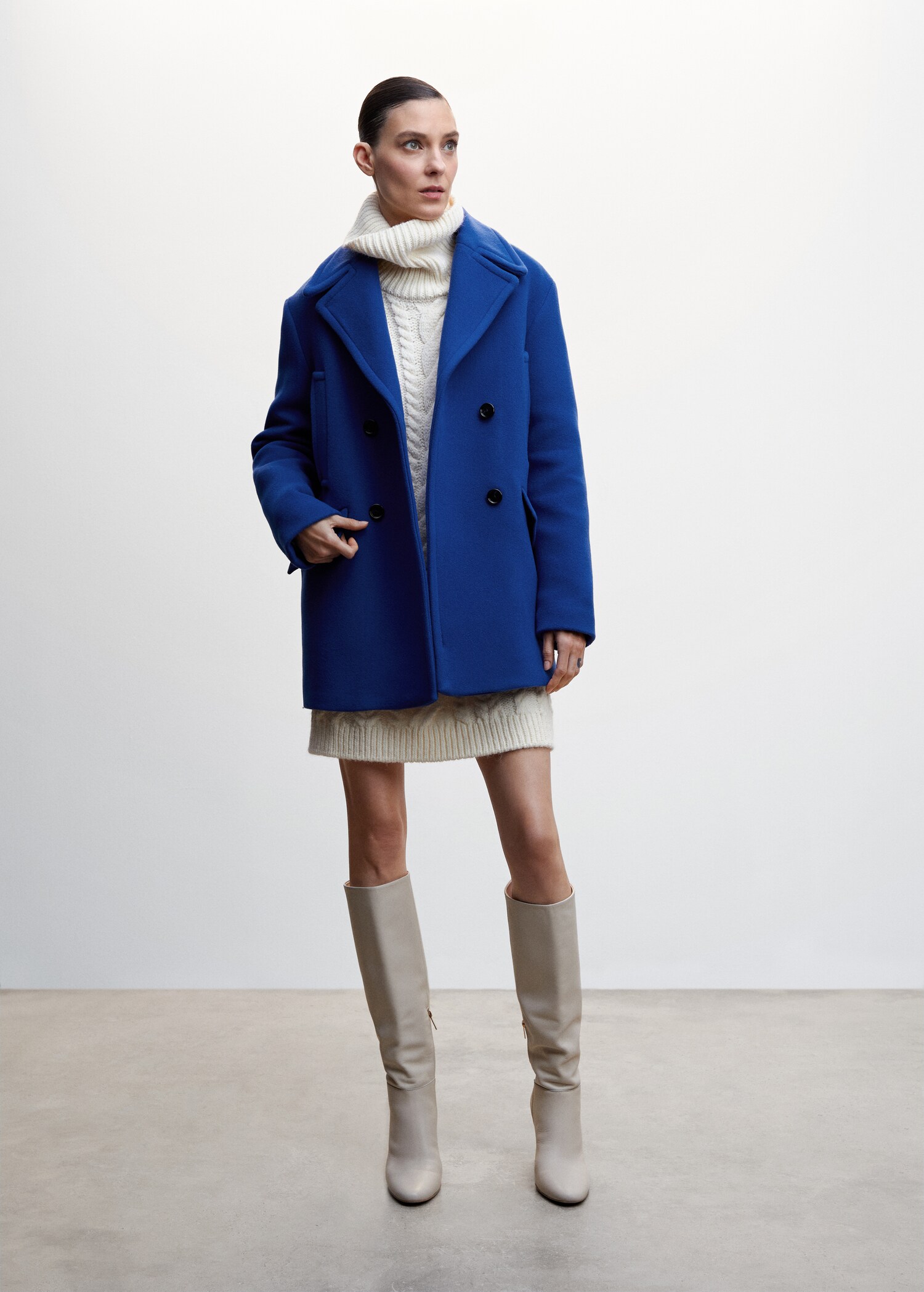 Buttoned cotton coat - General plane