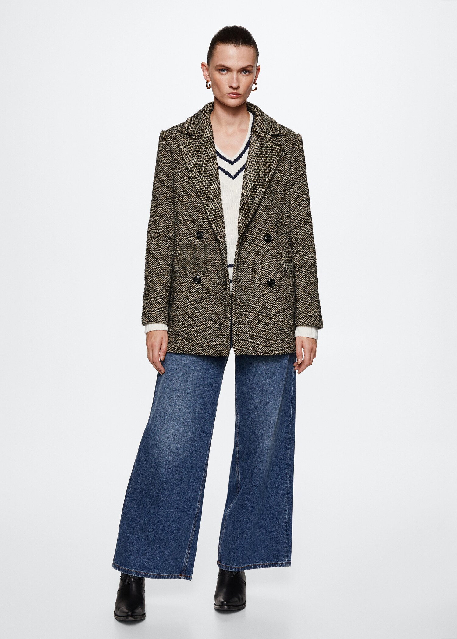 Textured flecked wool coat - General plane