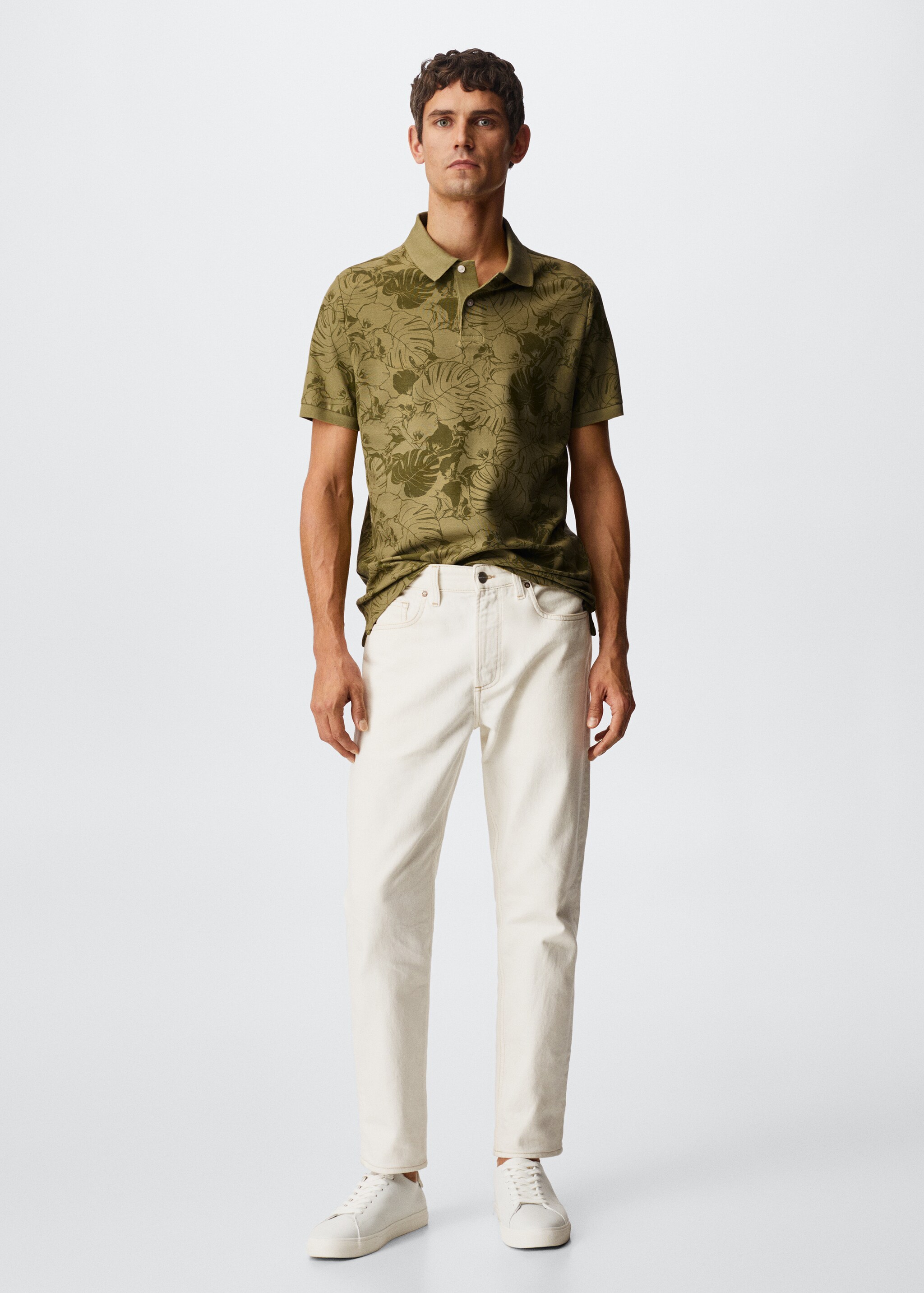 Tropical print cotton polo shirt - General plane