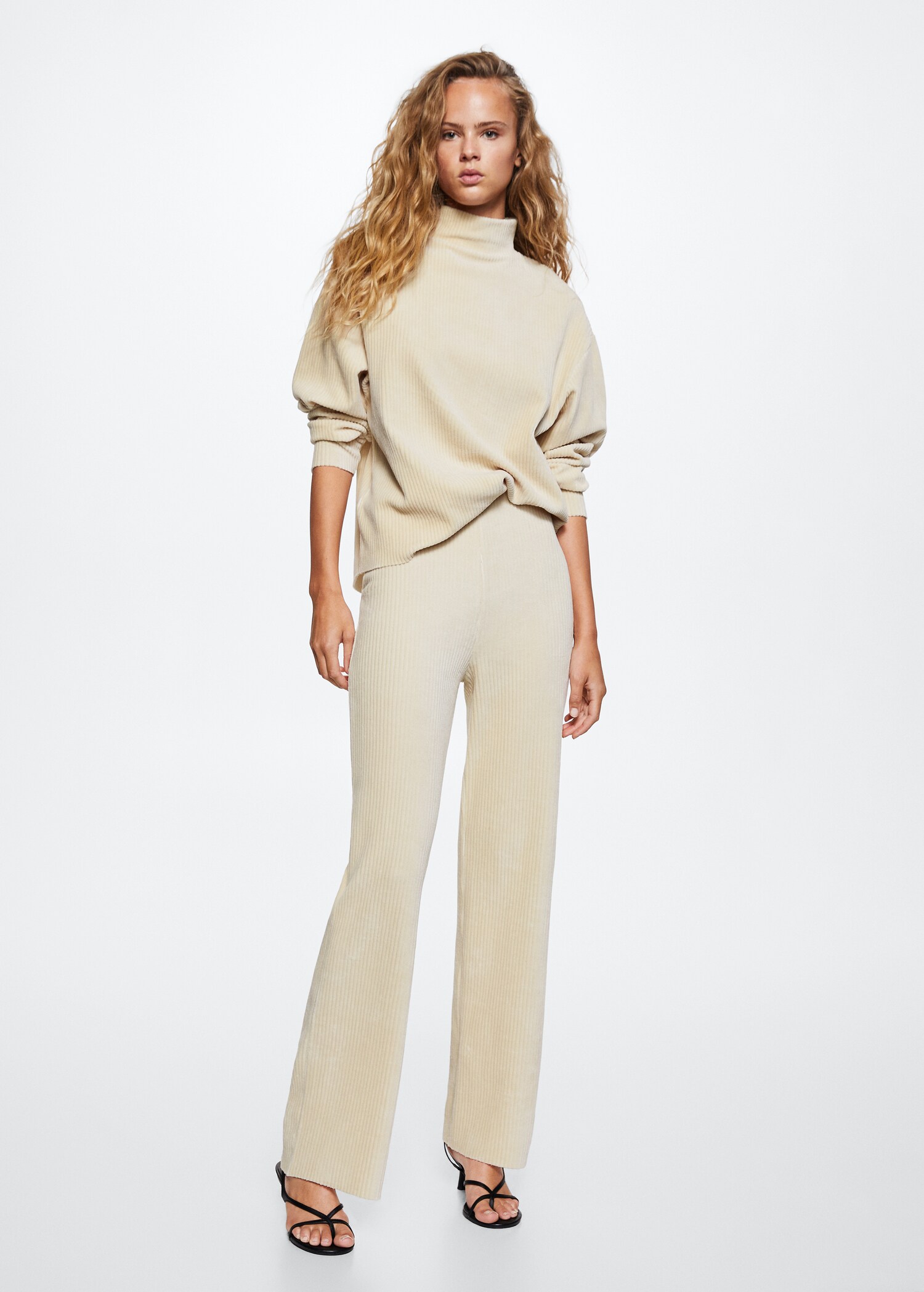 Pantalon velours côtelé taille élastique - Plan général