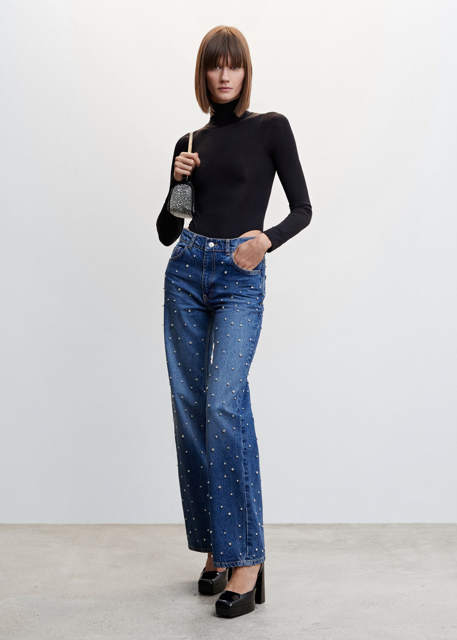 Jeans wideleg strass - Plano general