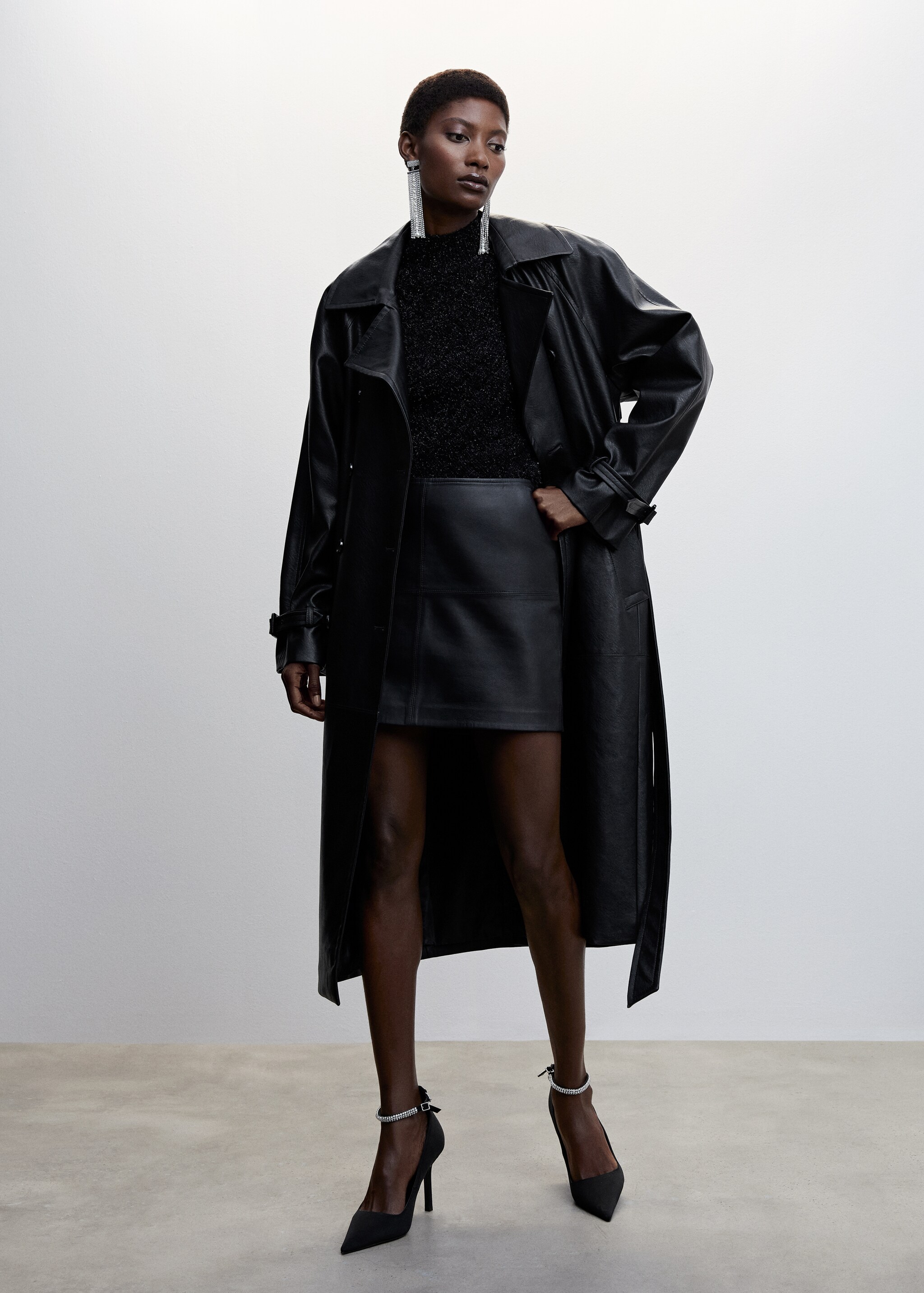 Leather-effect trench coat - General plane