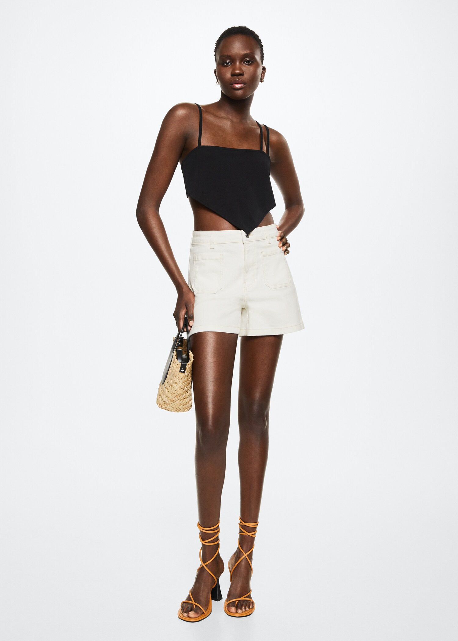 Slim denim shorts - General plane
