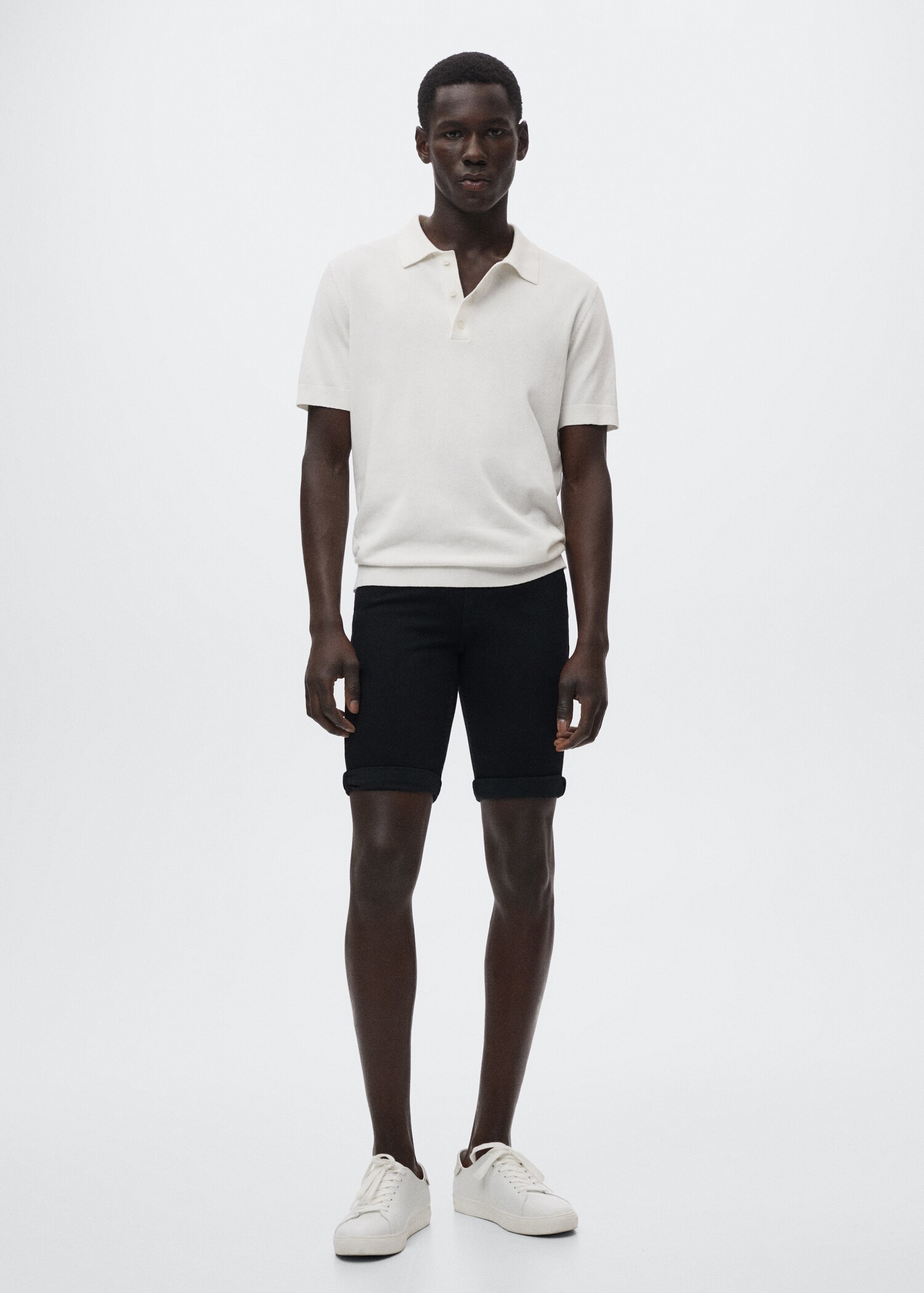 Slim-fit denim bermuda shorts - General plane