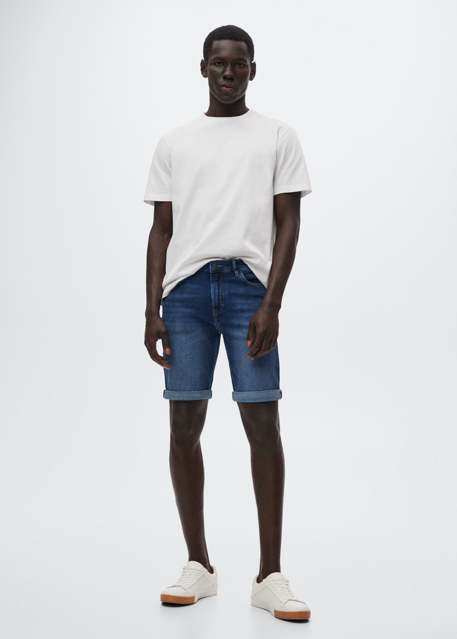 Slim-fit denim bermuda shorts - General plane