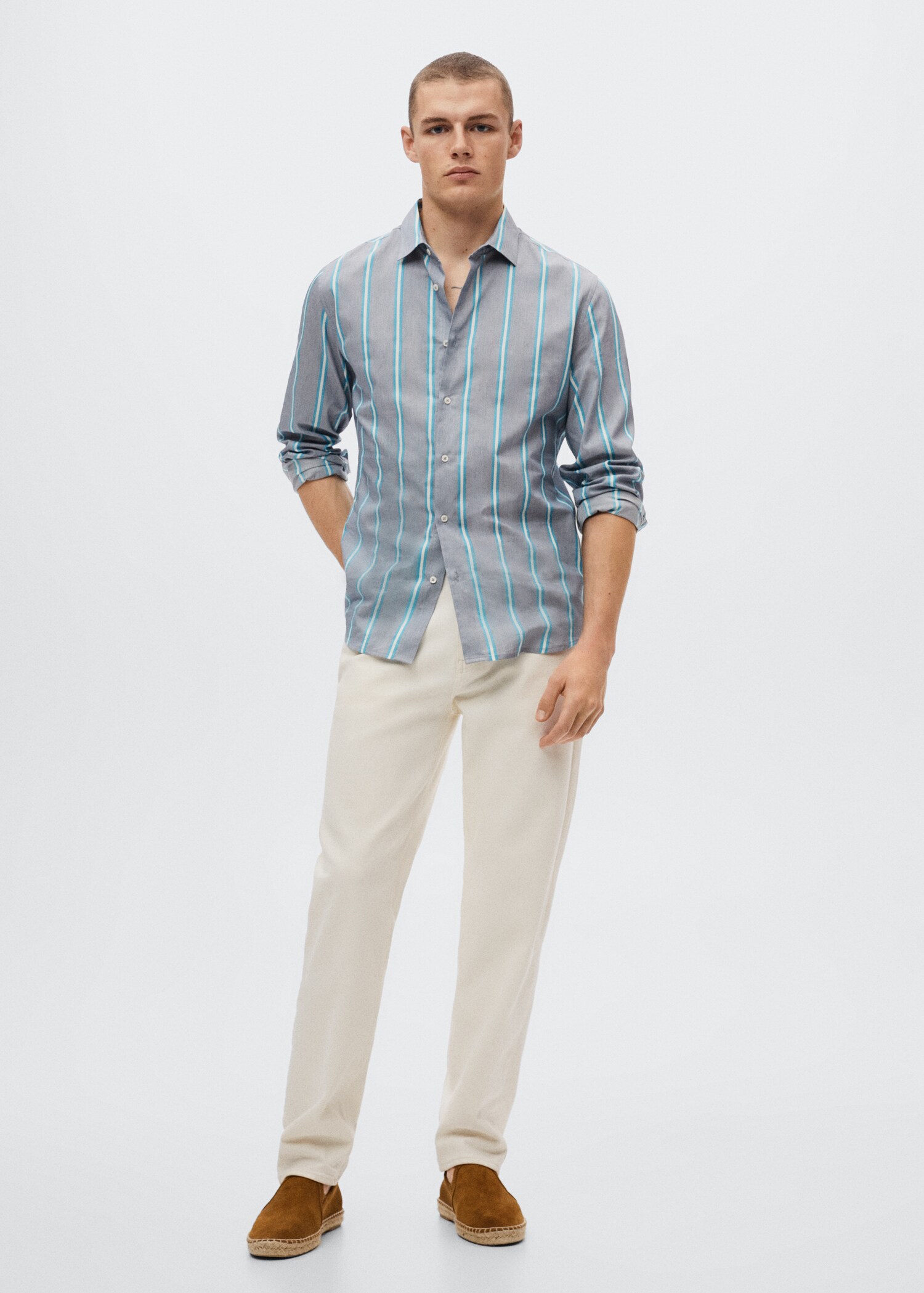 Slim fit striped cotton shirt - General plane