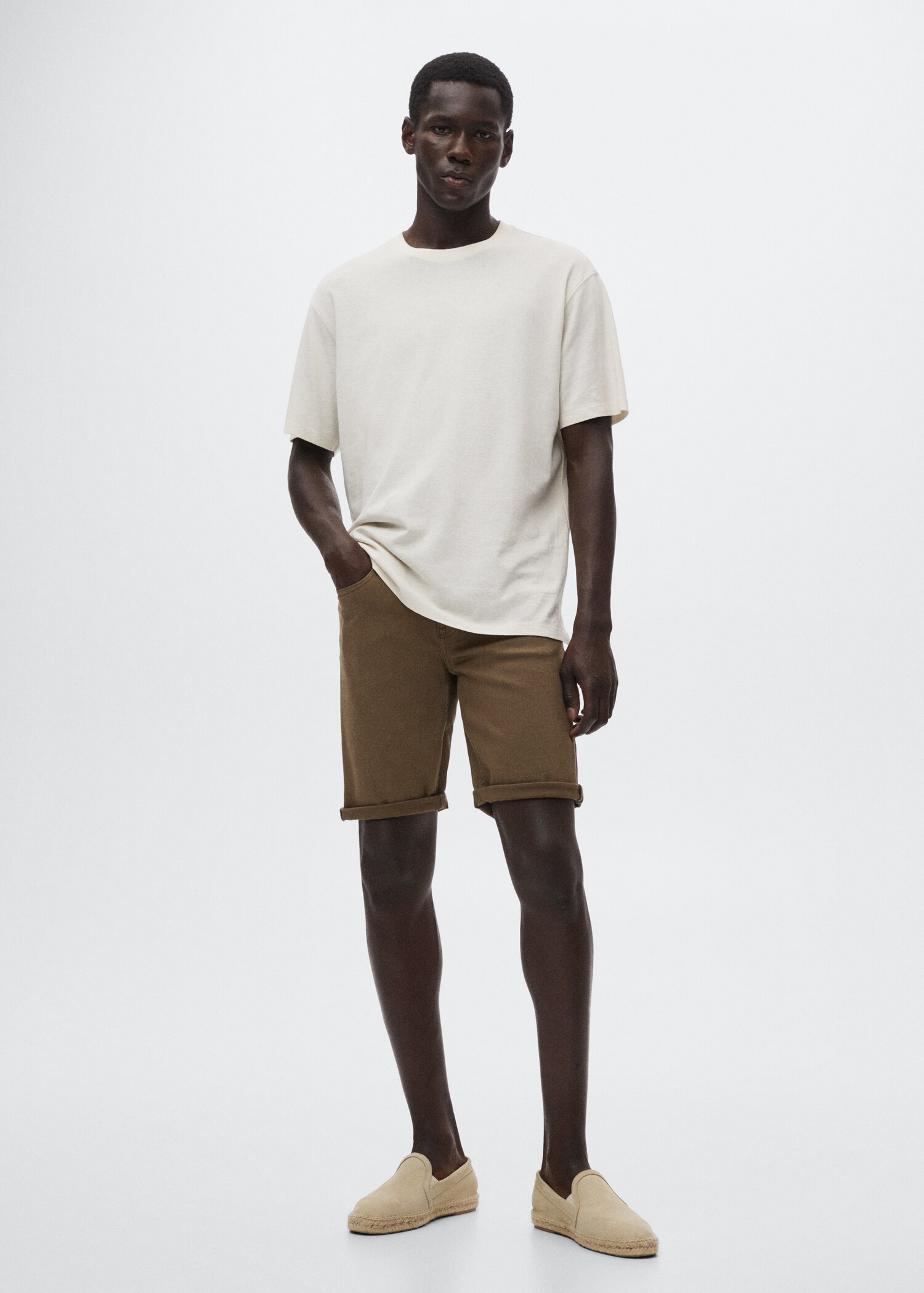 Stretch cotton denim shorts - General plane