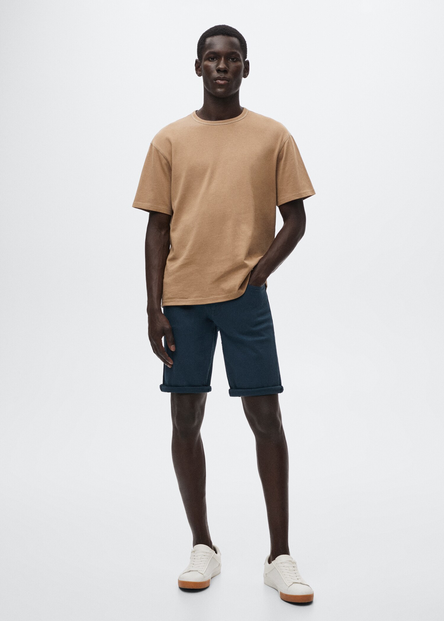 Stretch cotton denim shorts - General plane