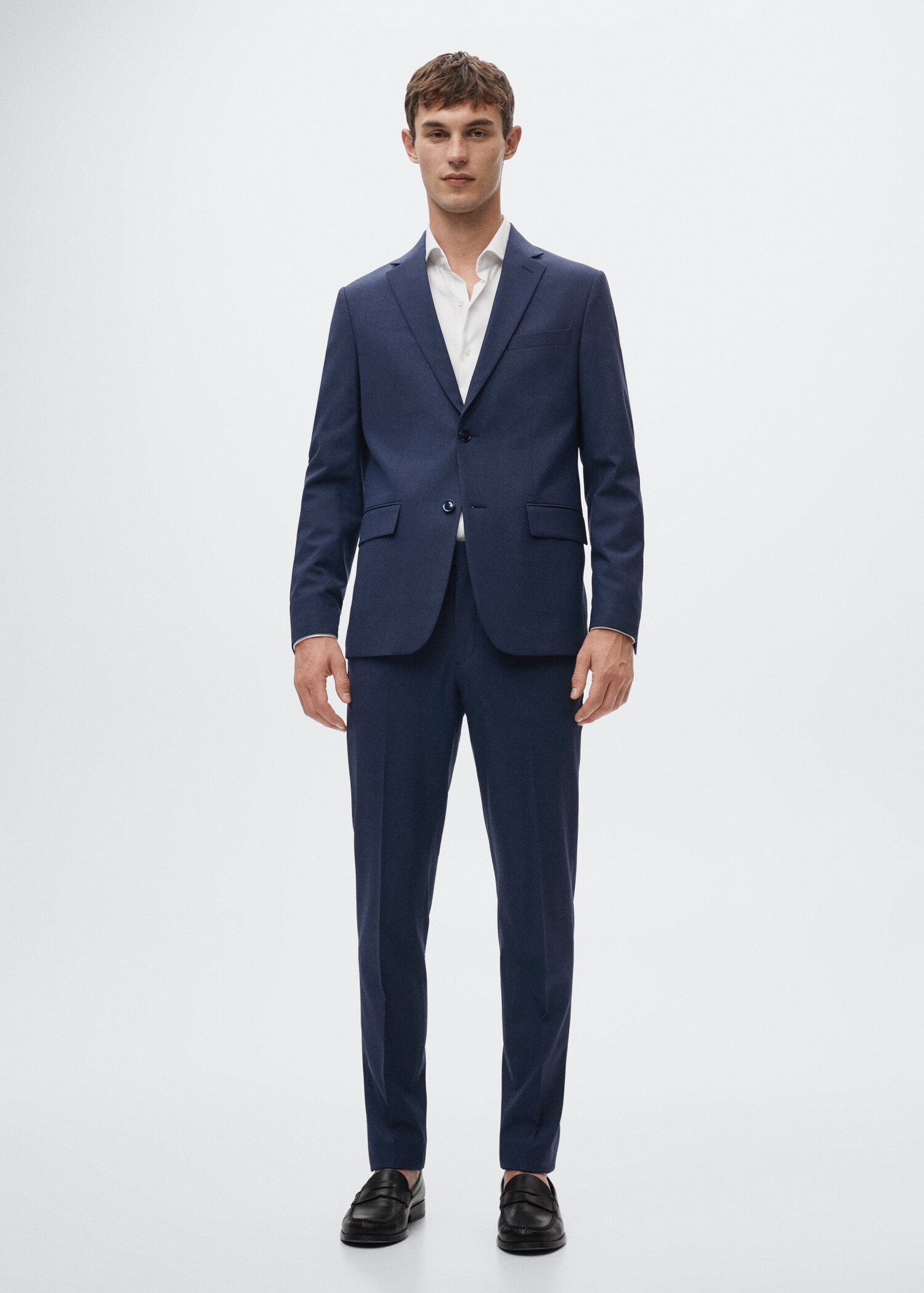 Slim fit wool suit trousers - General plane