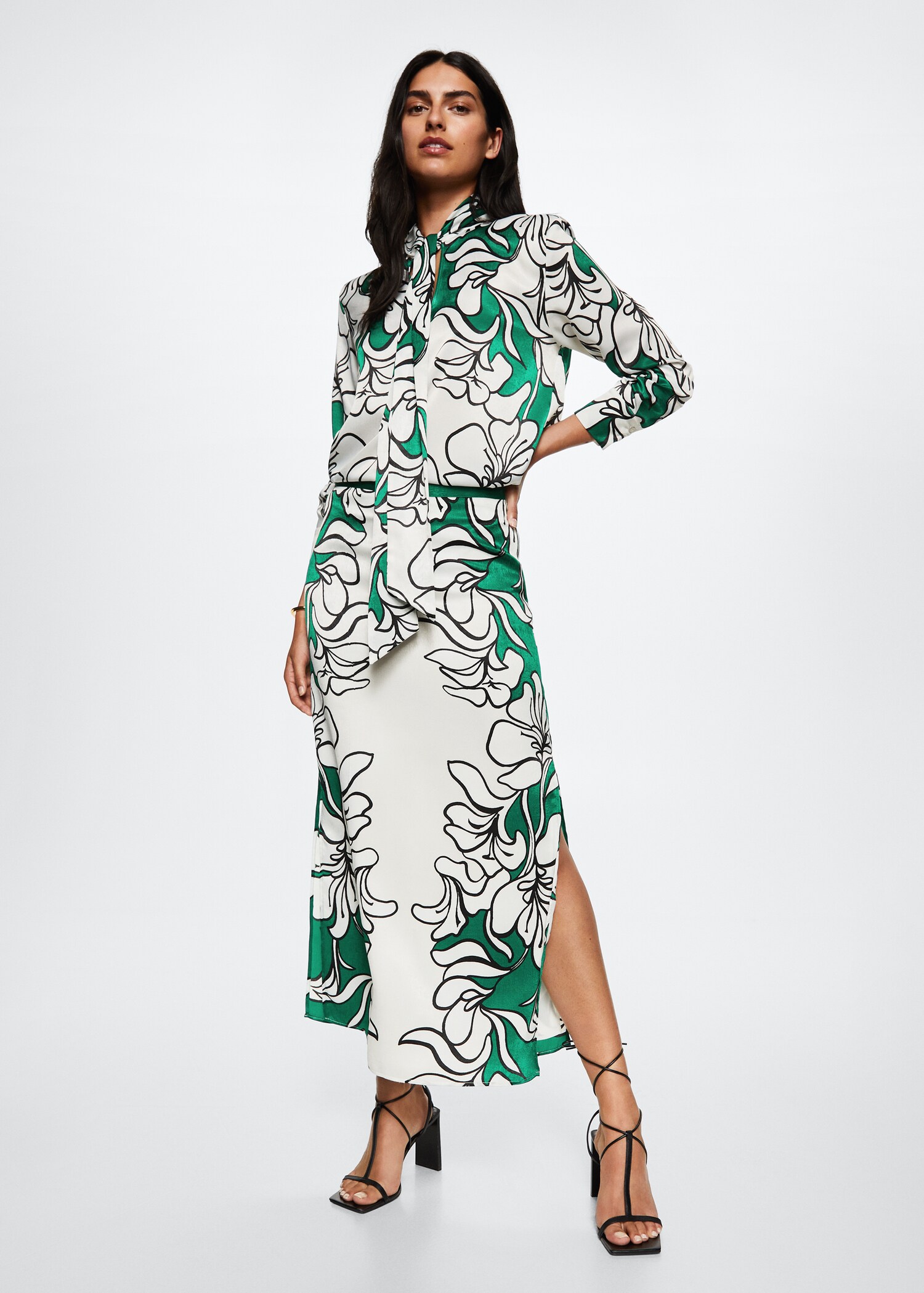 Printed satin skirt  - General plane