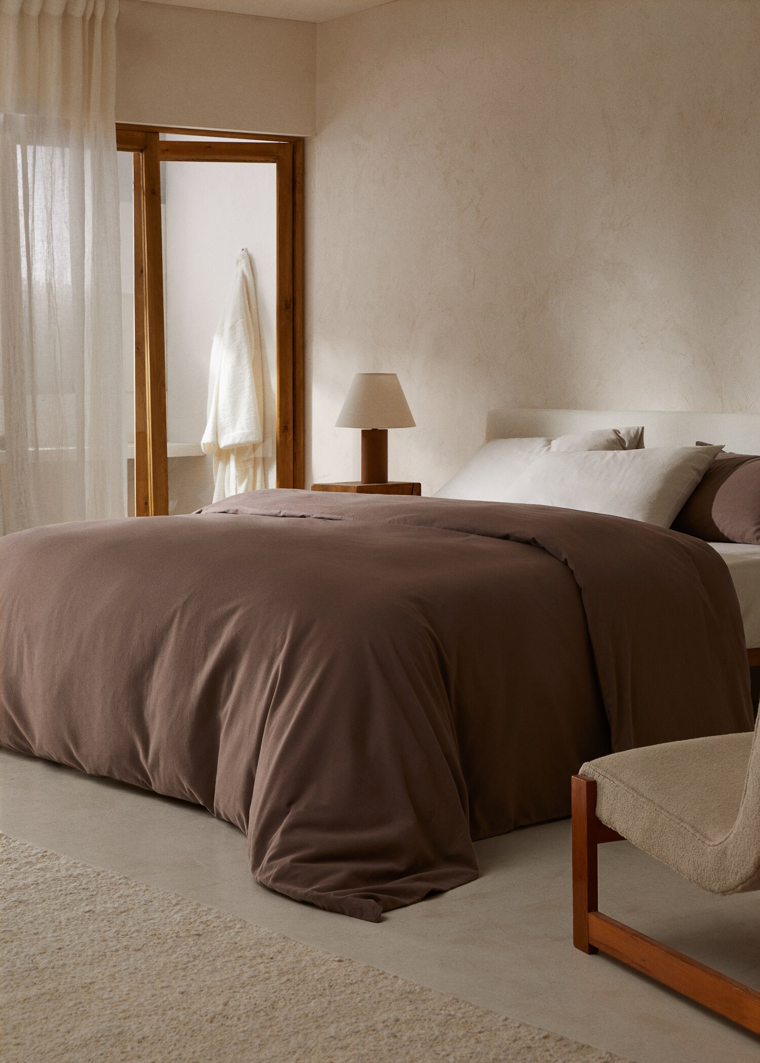 Einfarbiger Flanell-Bettbezug für 180/200 cm Bett - Allgemeine Ansicht