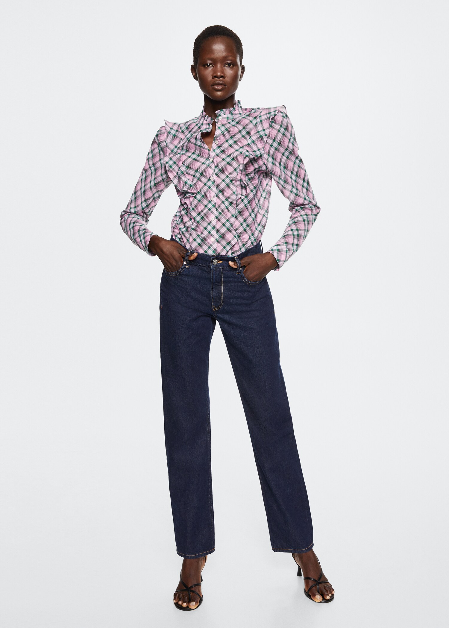 Checked frill blouse - General plane
