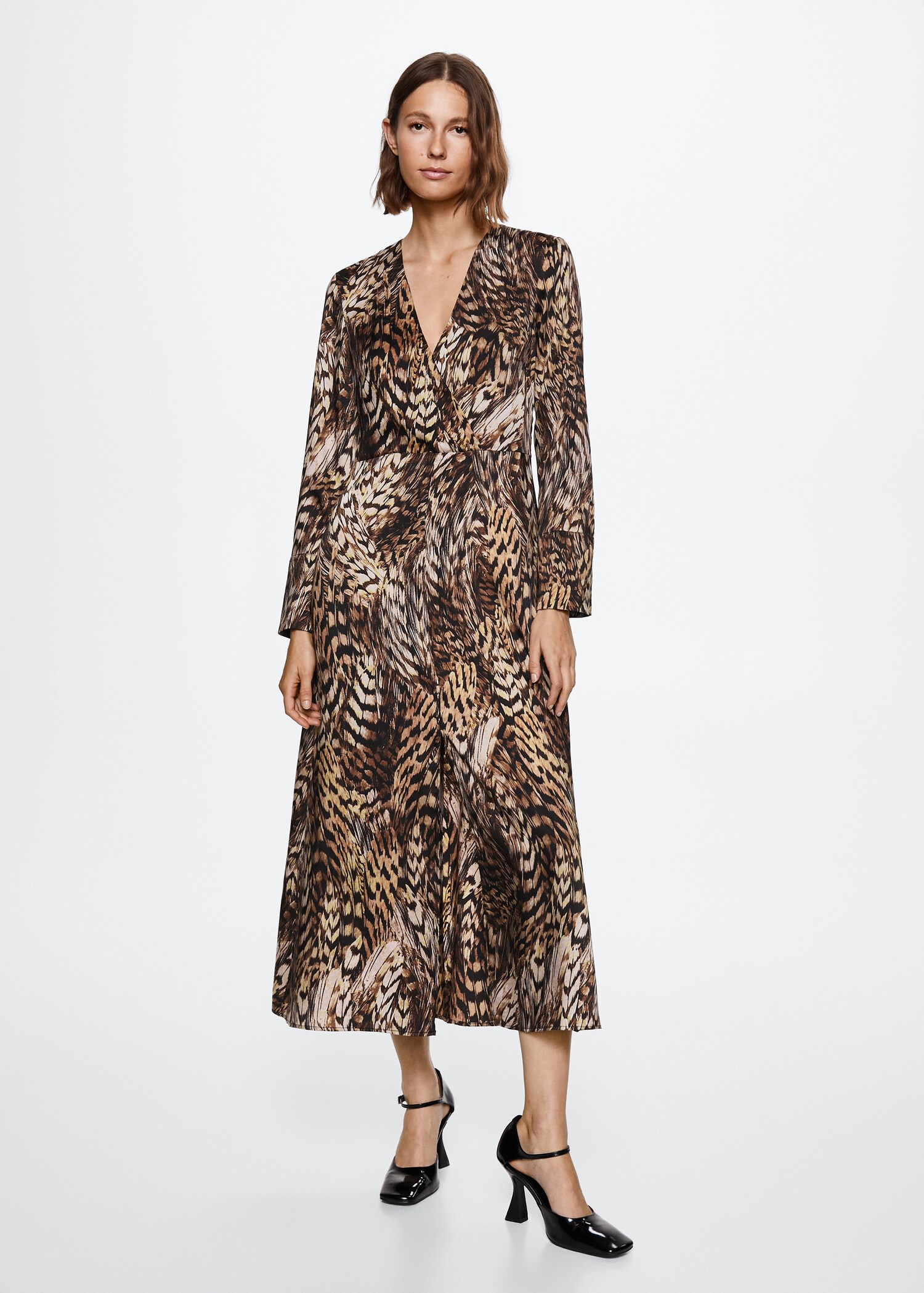 Vestido fluido animal print - Plano general