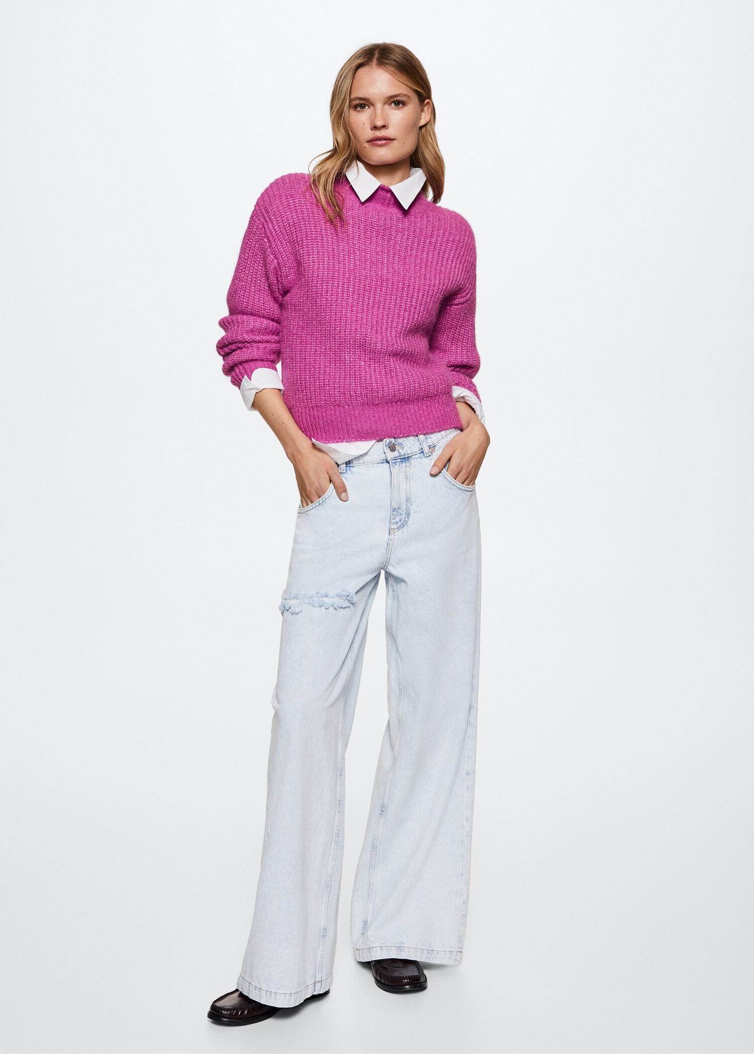 Gerippter Pullover mit halbhohem Kragen - Allgemeine Ansicht