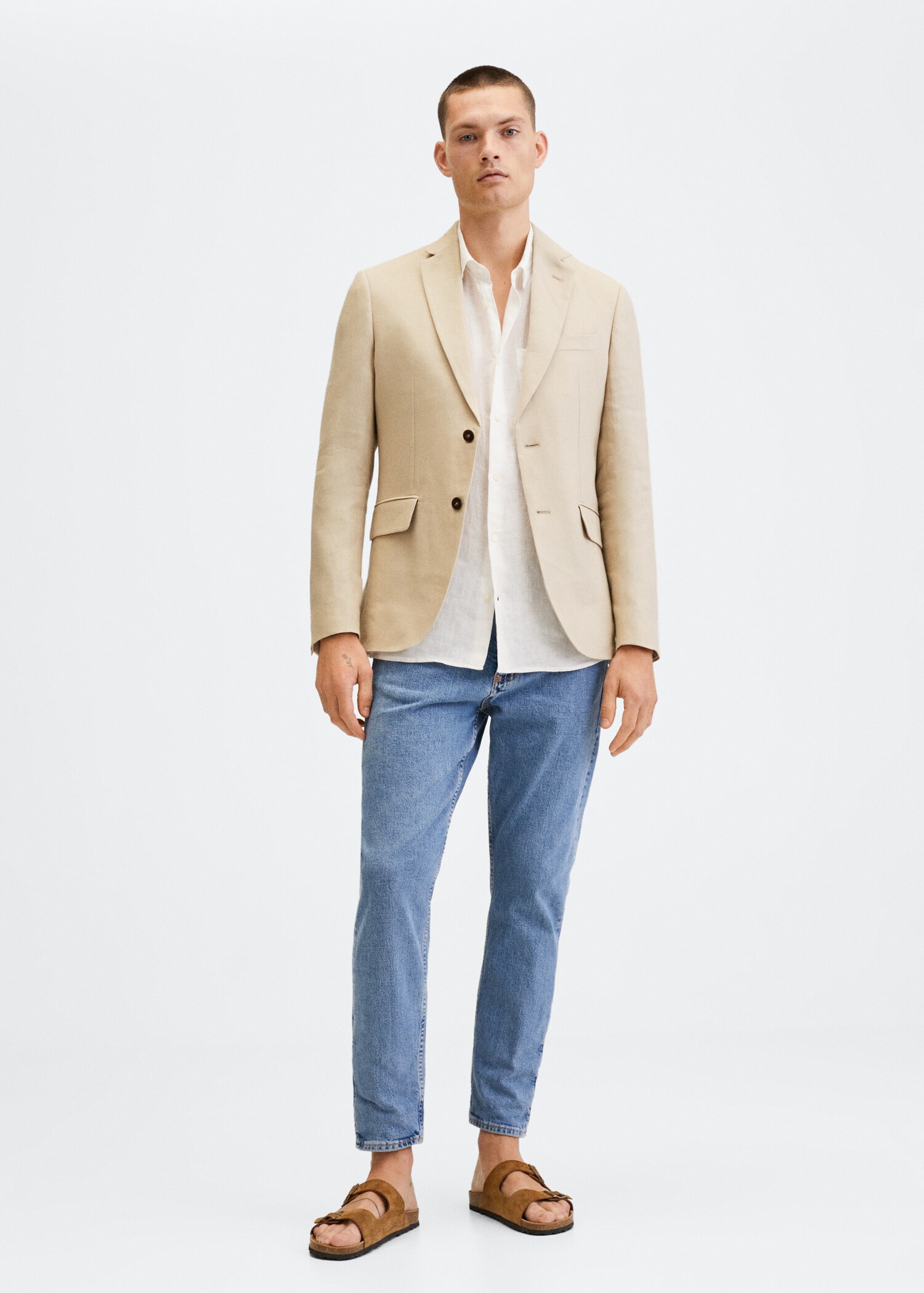 100% linen slim fit blazer - General plane