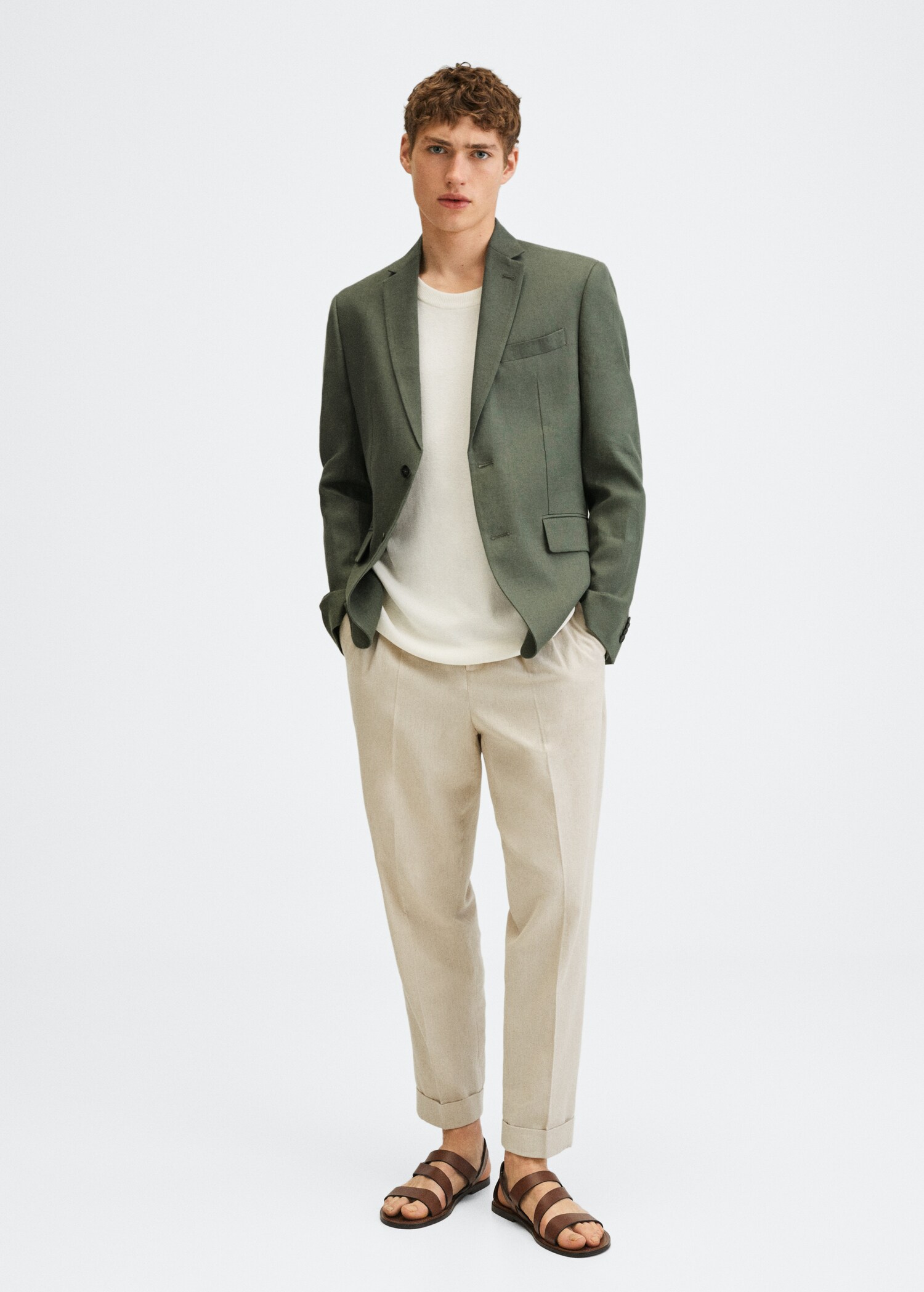 100% linen slim fit blazer - General plane