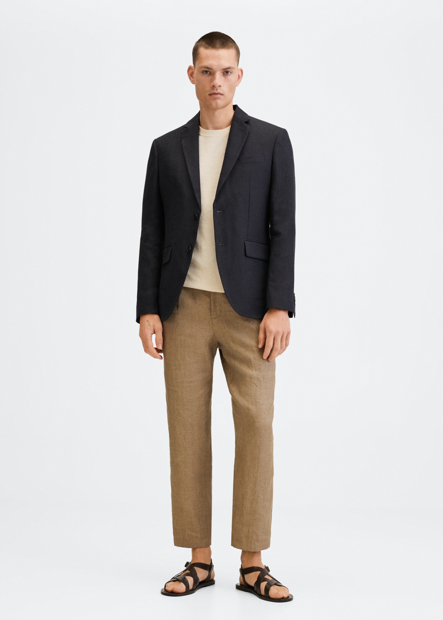 100% linen slim fit blazer - General plane