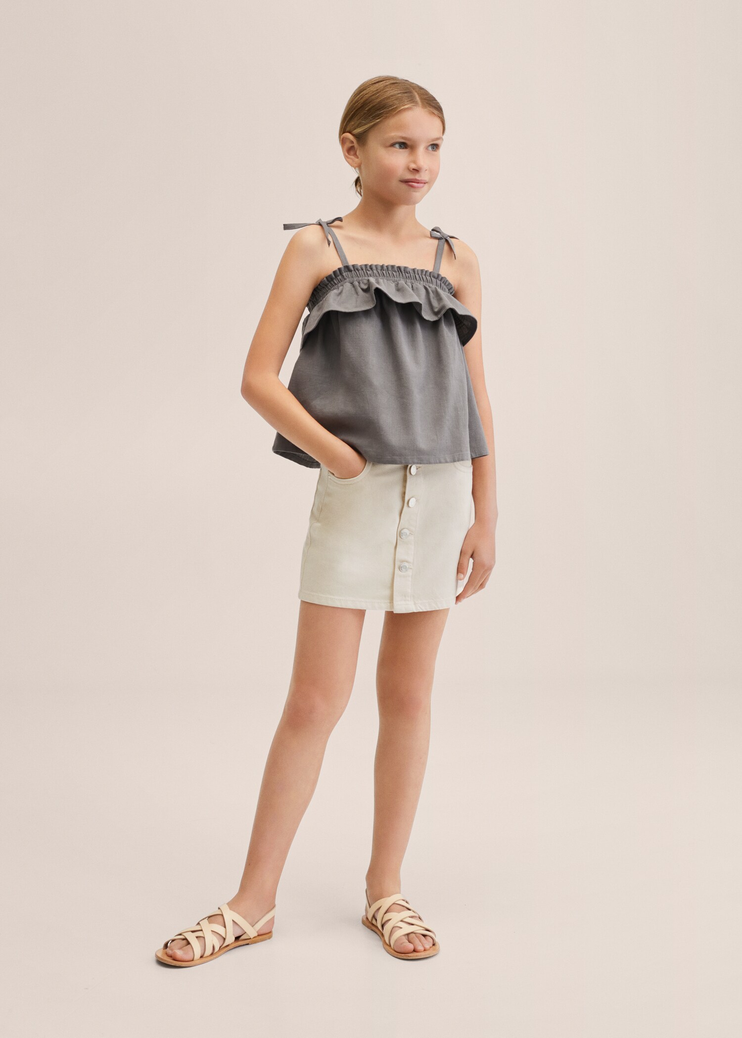 Buttoned denim skirt - General plane